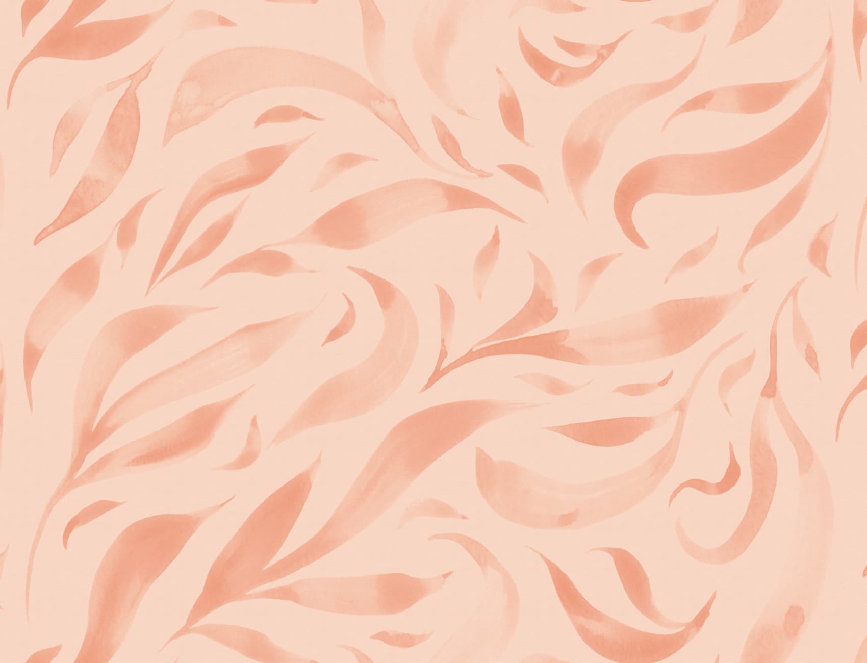 Pink Watercolor Floating Leaves Mural