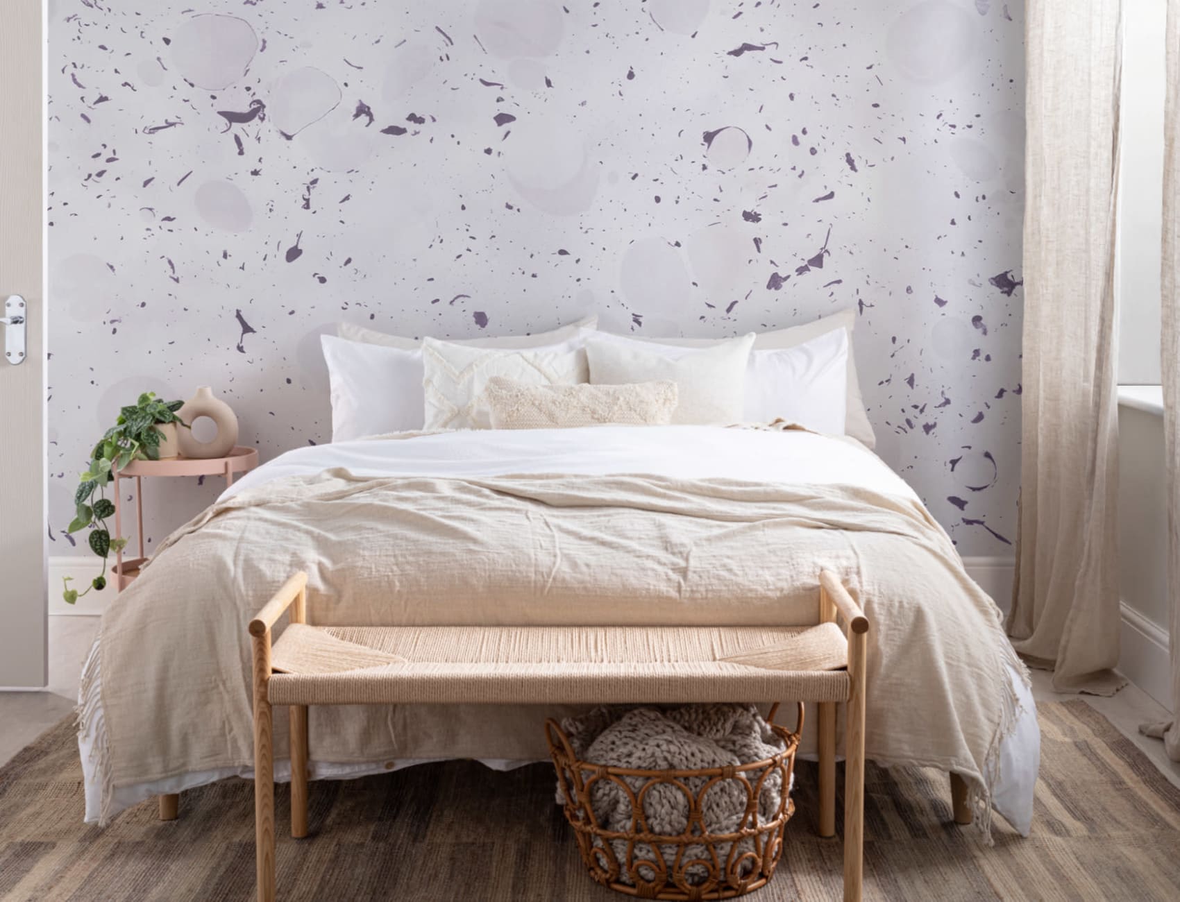 Drizzle Ultraviolet Marbled Wallpaper Mural