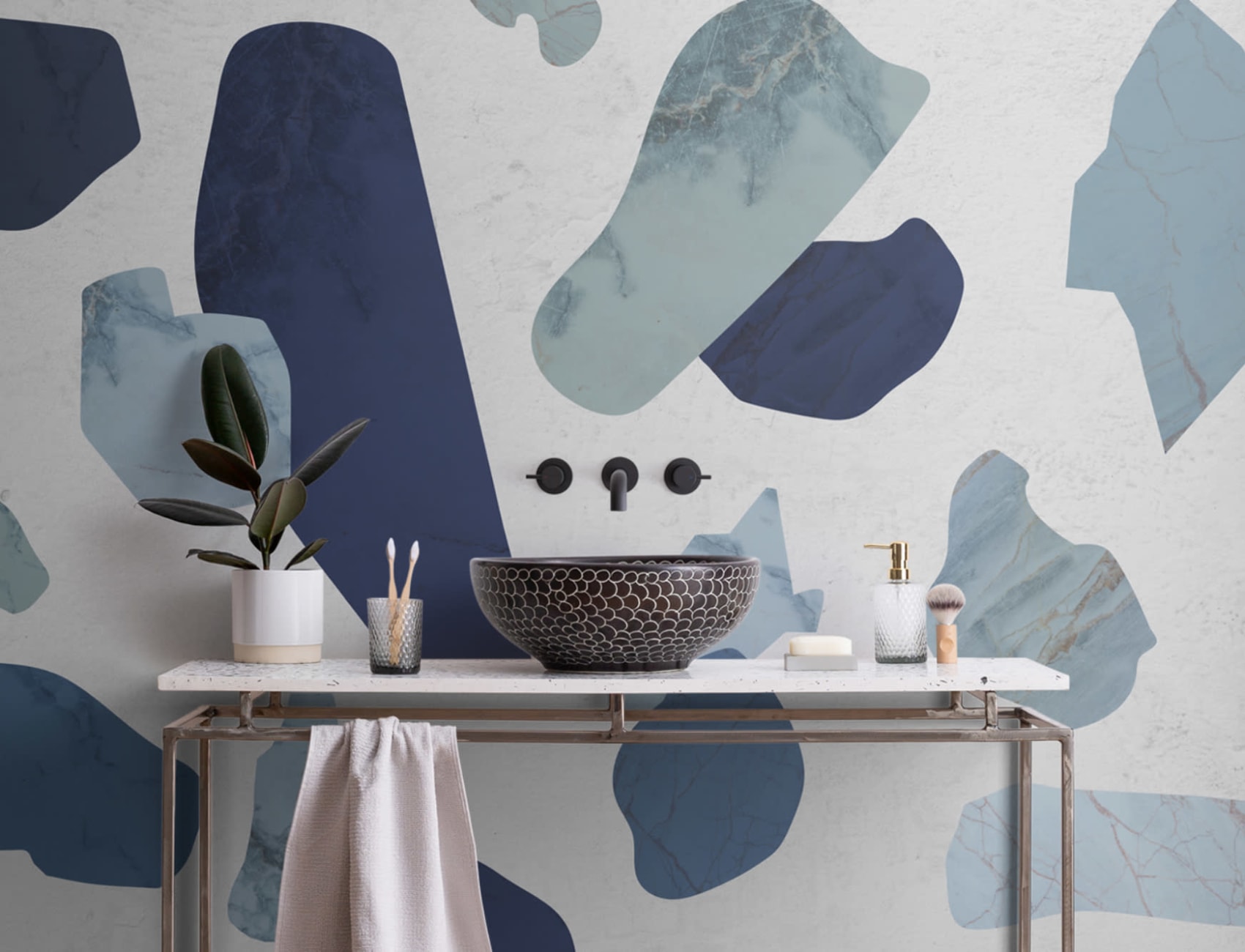 Fototapete Blauer Marmor Terrazzo