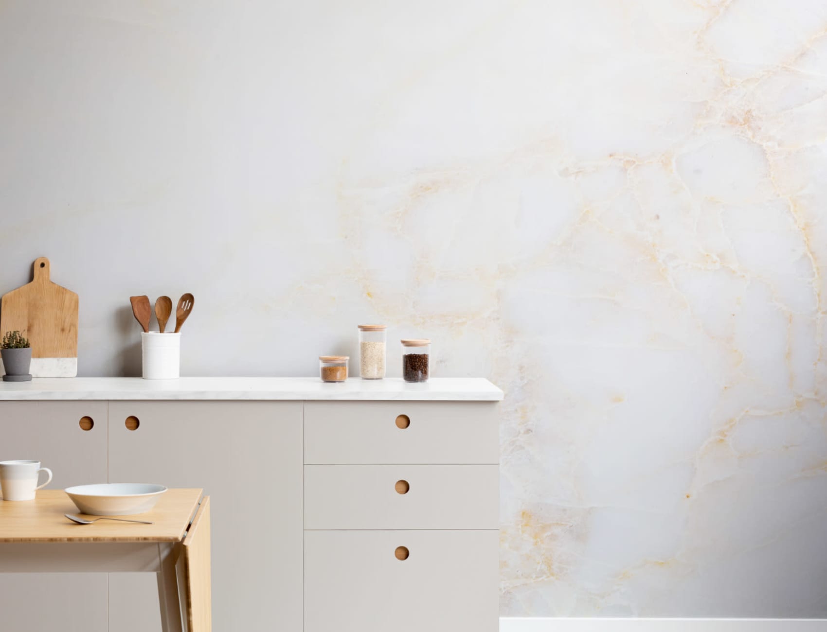 Wit & Goud Marmer Muurschildering