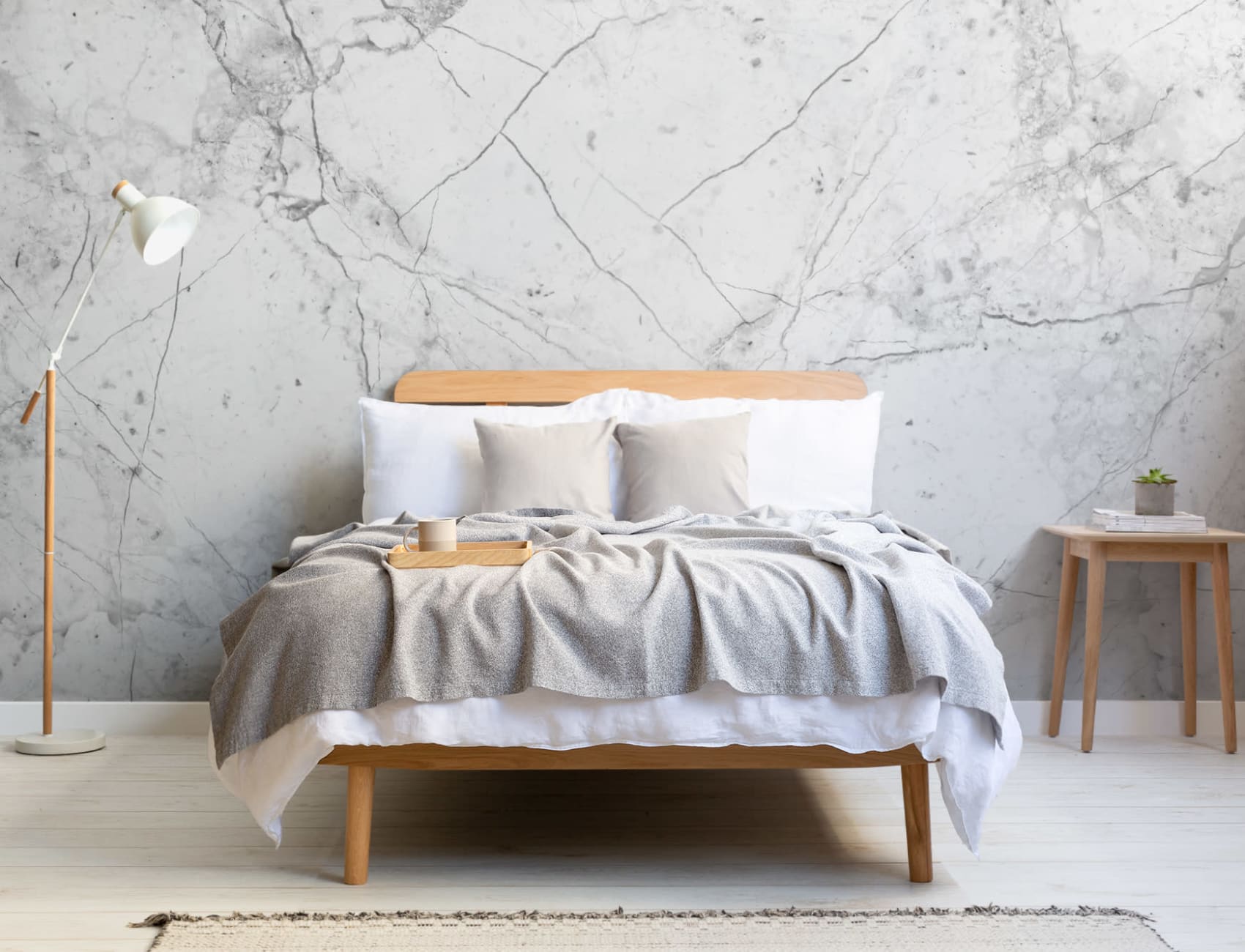 Textured White Marble Wallpaper Mural