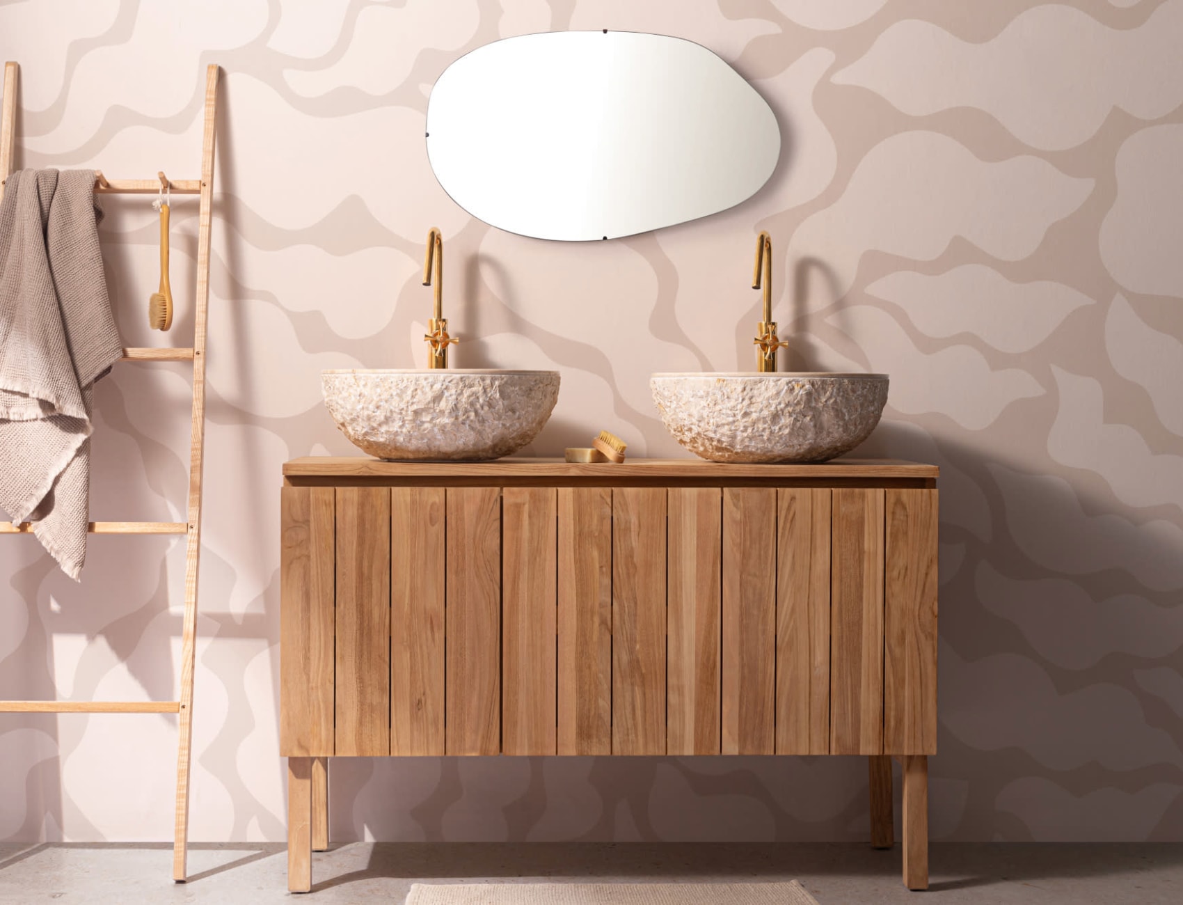 Abstract Modern Botanical Shapes Neutral Wallpaper Mural