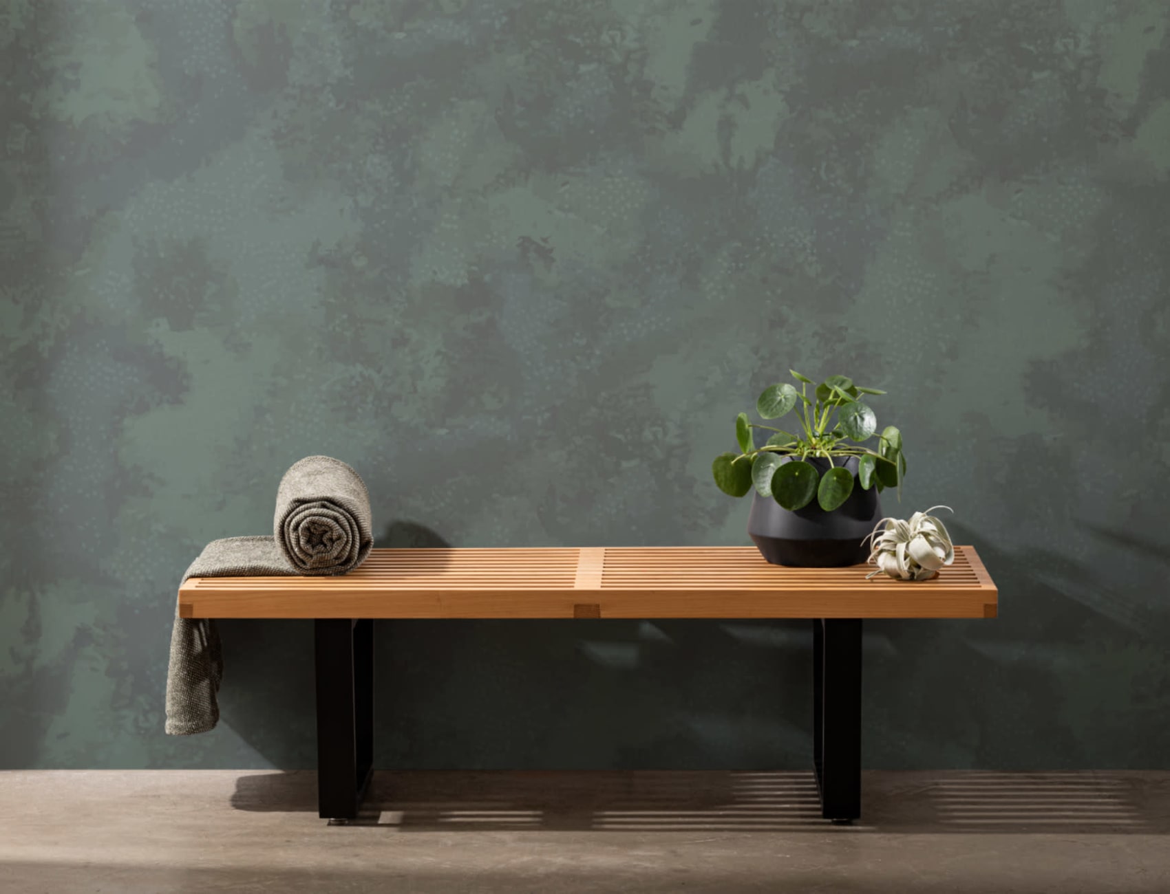 Papel Pintado Verde Oscuro Efecto Musgo