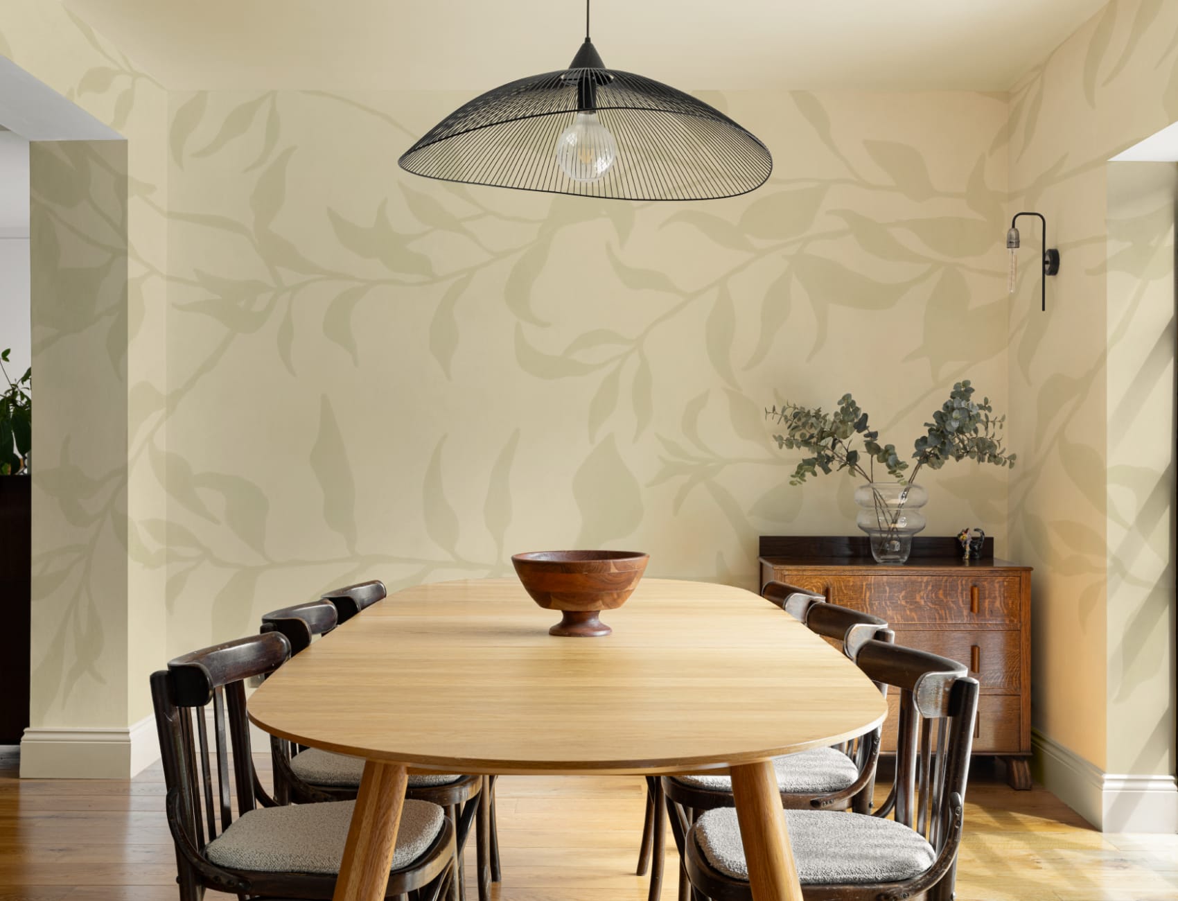 Grön olivträd gren mural-tapeter