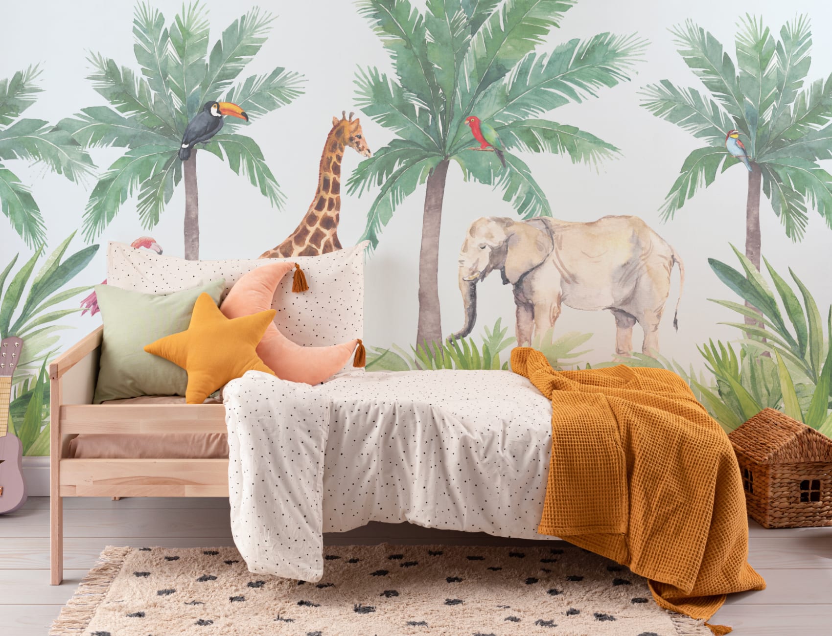 Watercolor Jungle Nursery Wallpaper Mural