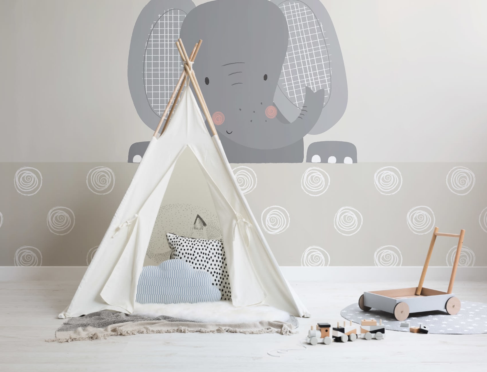 Peek-a-Boo Ellie Elephant Wallpaper Mural