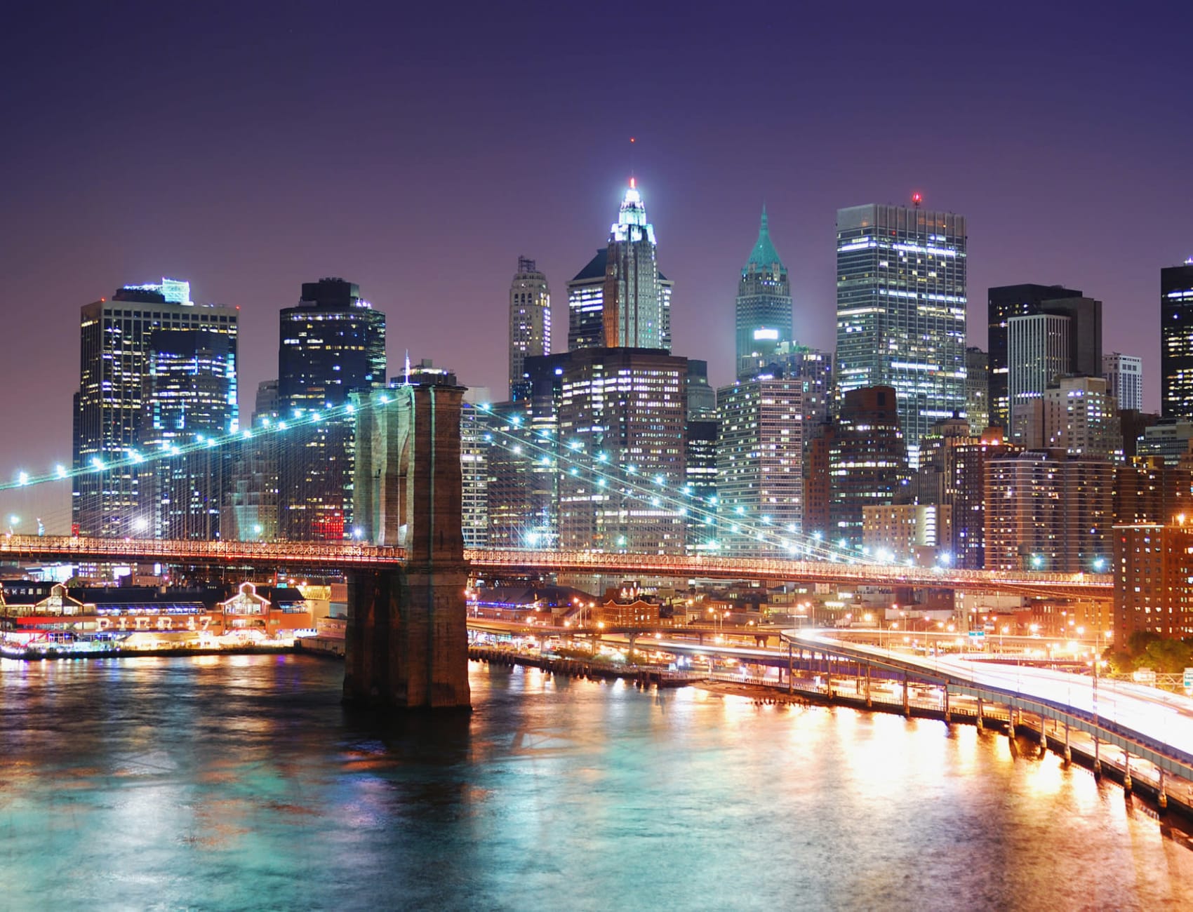 Brooklyn bij Nacht Behang Muurschildering