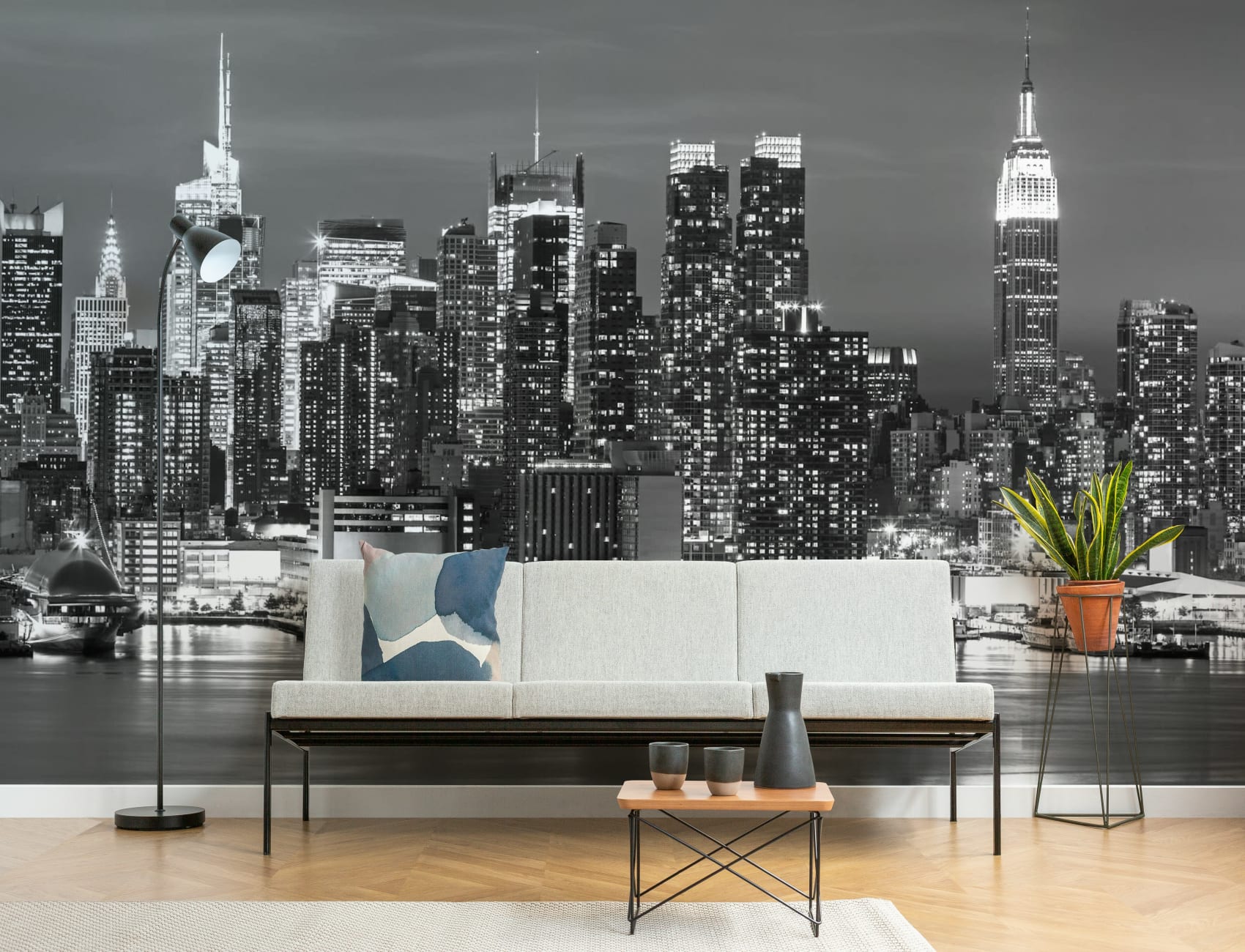 Grayscale New York Peisaj Wallpaper Mural