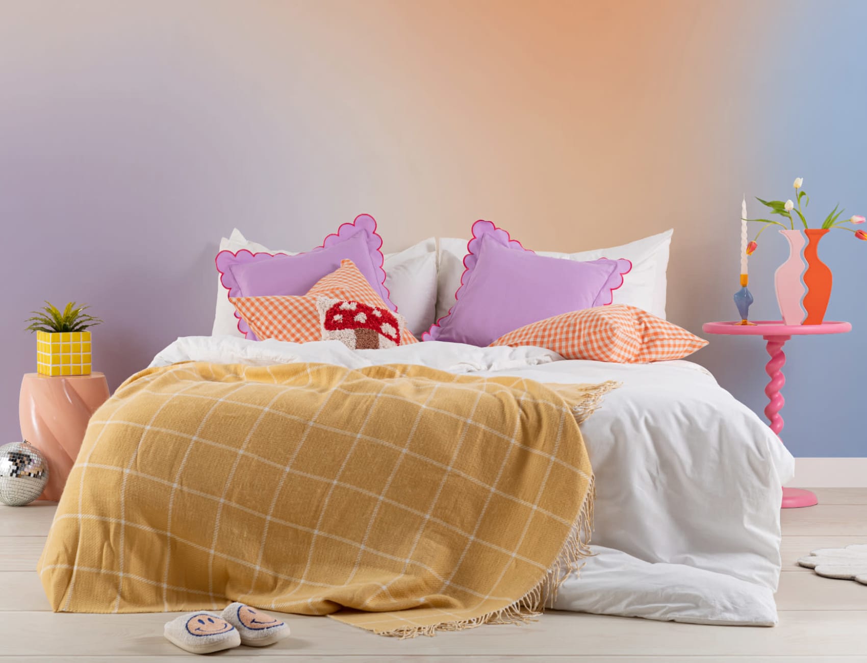 Blue, Orange and Lilac Ombre Wallpaper Mural