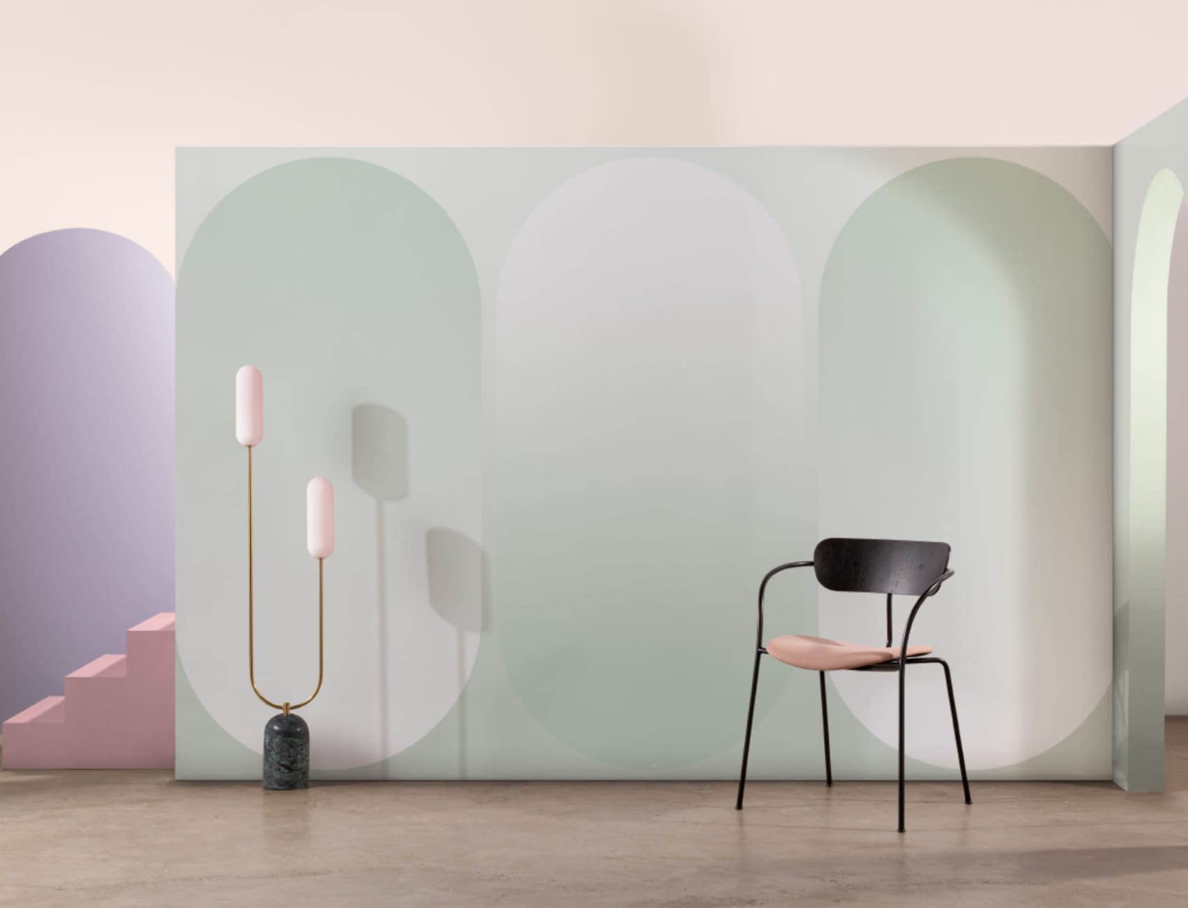Grön Ombre Futuristisk Pill Shapes fototapet