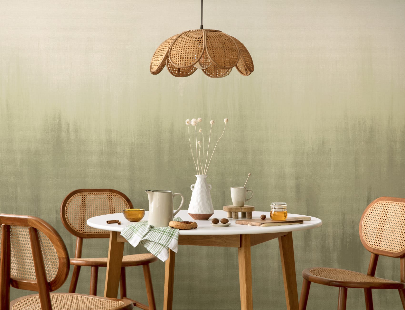 Muted Green Textured Ombre Atmosphere Wall Mural