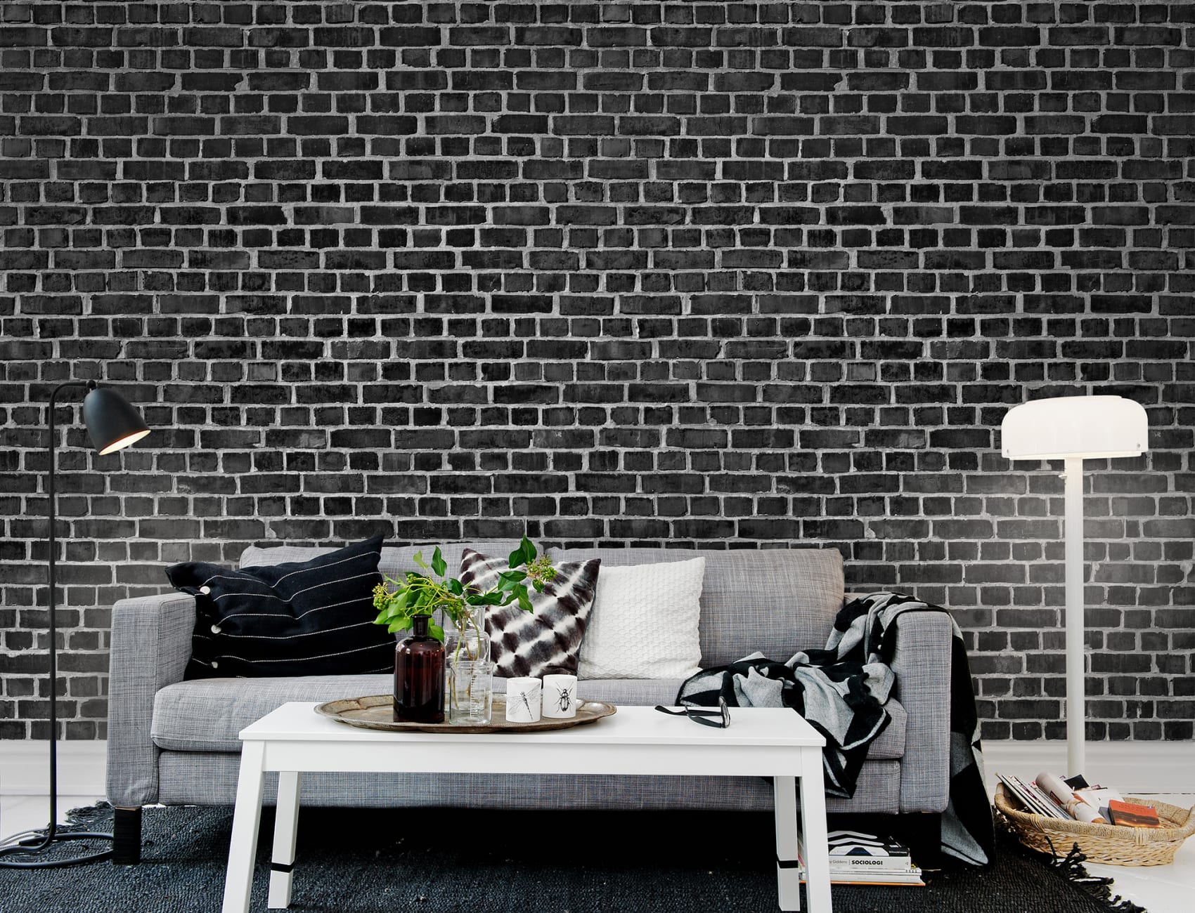 Wallpaper that looks like black bricks