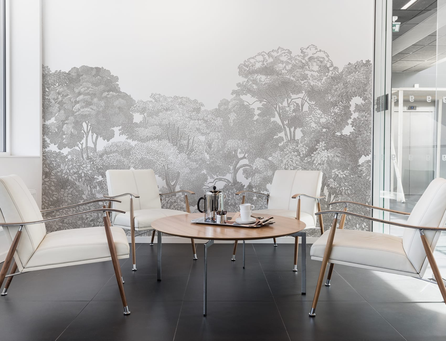 Enchanting gray wallpaper with a stunning forest scene