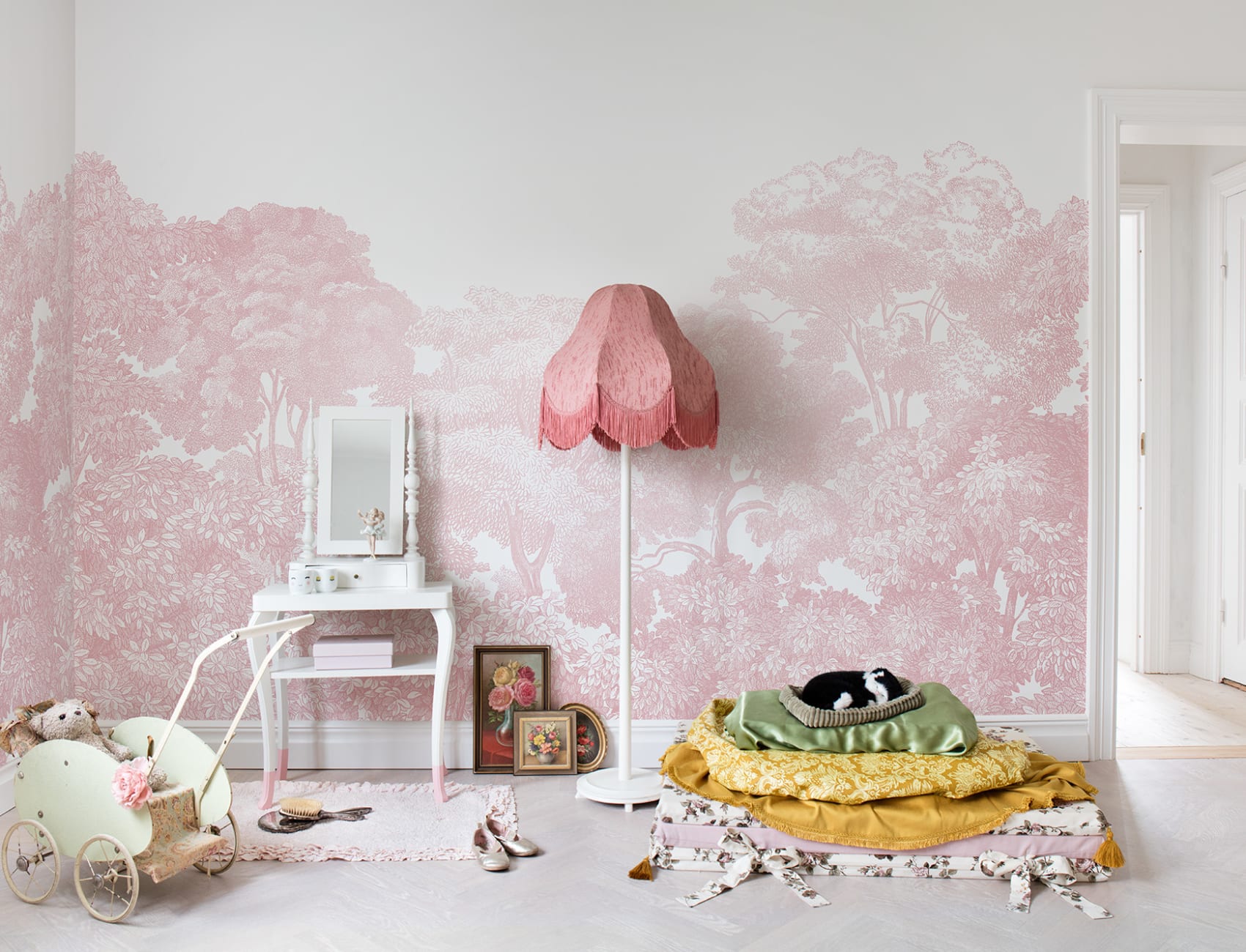 Pink mural de pared para los soñadores