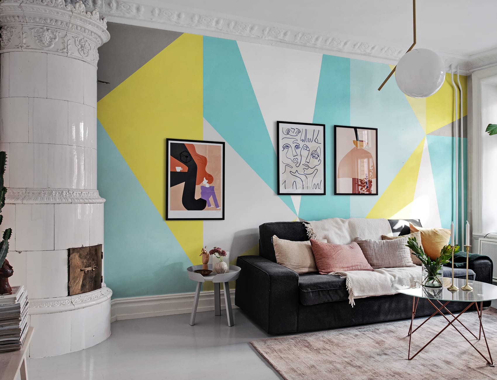 Diamond wallpaper, soft geometric design for walls