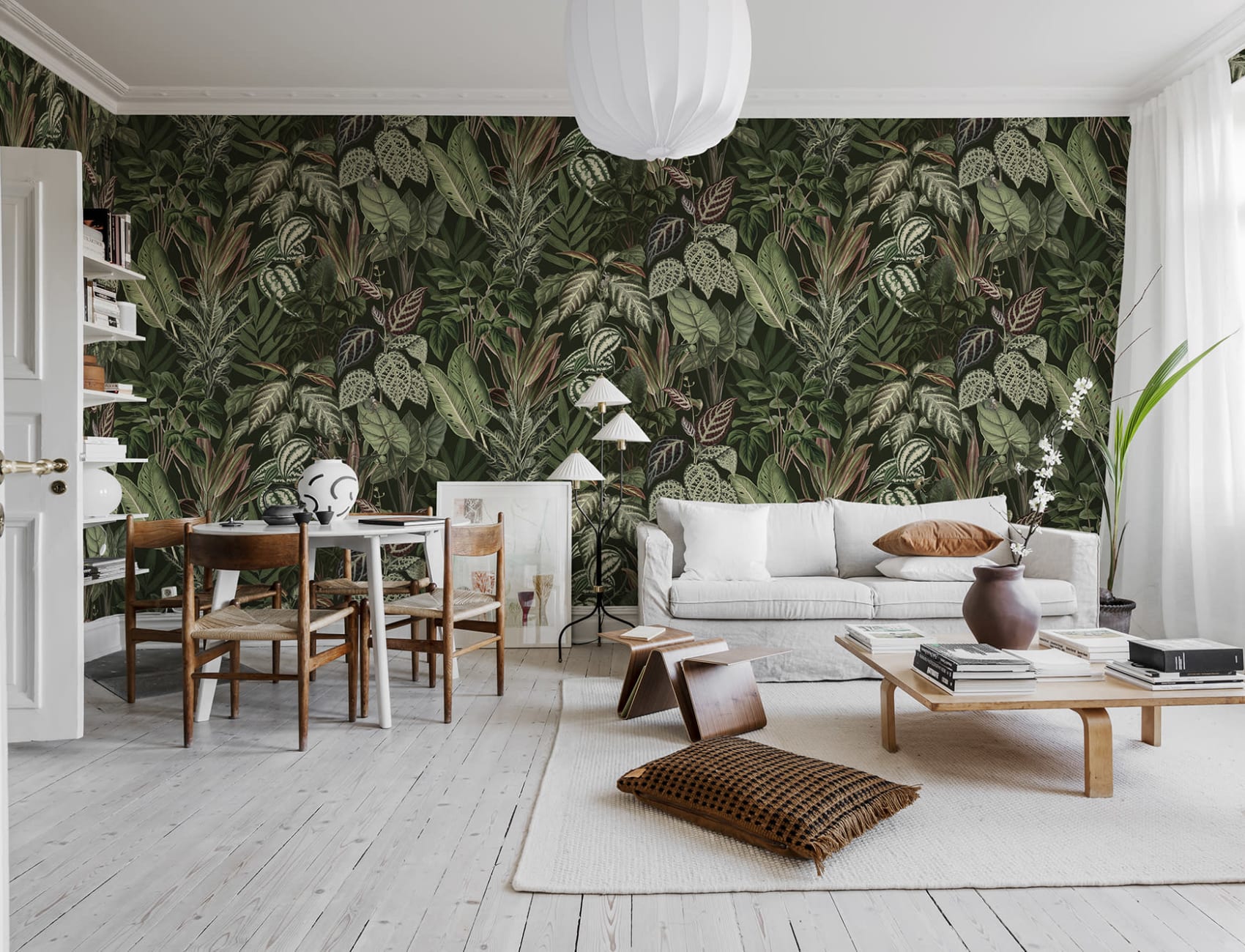 Monkeys play in this nighttime jungle wallpaper