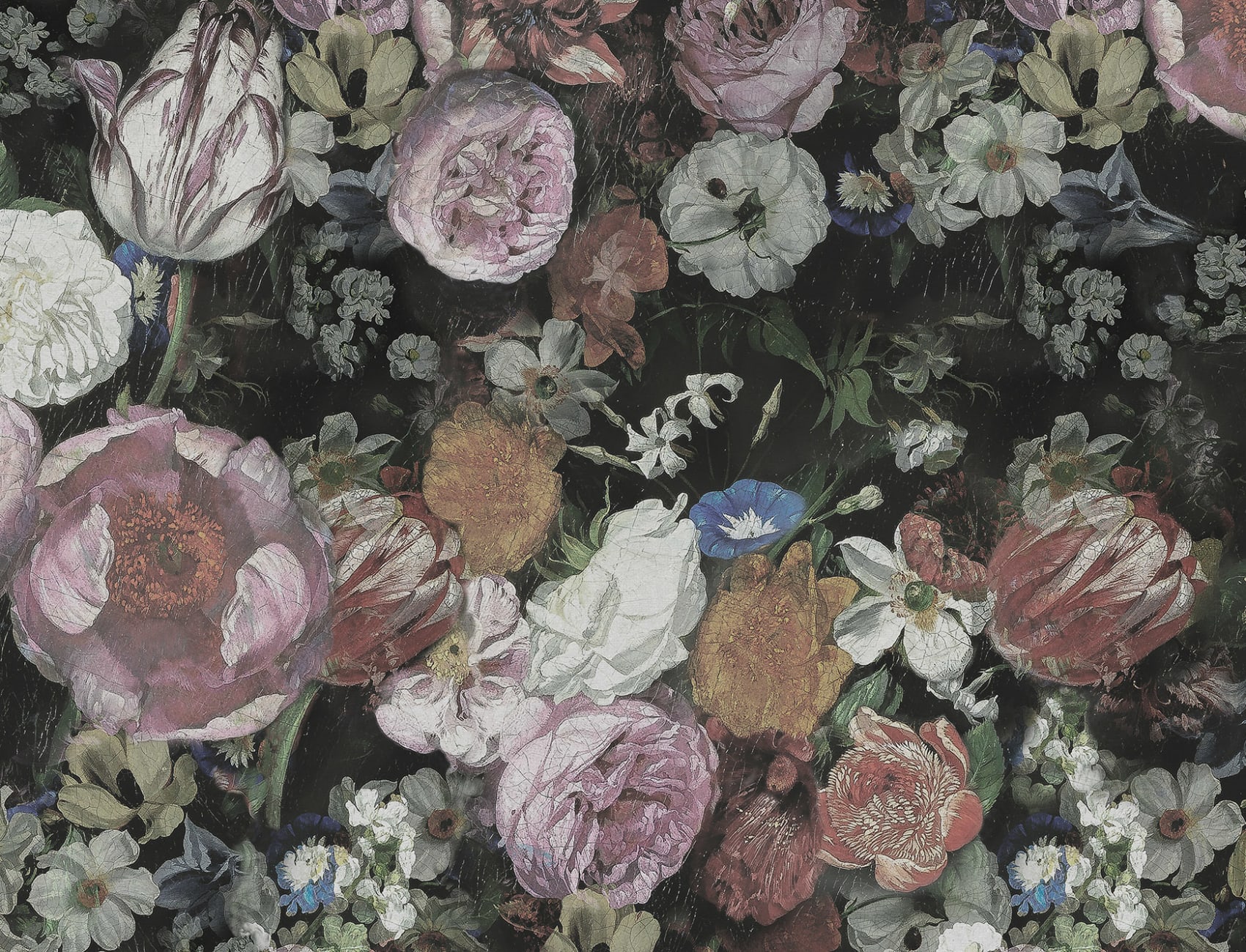 Extravagant dark floral wallpaper murals