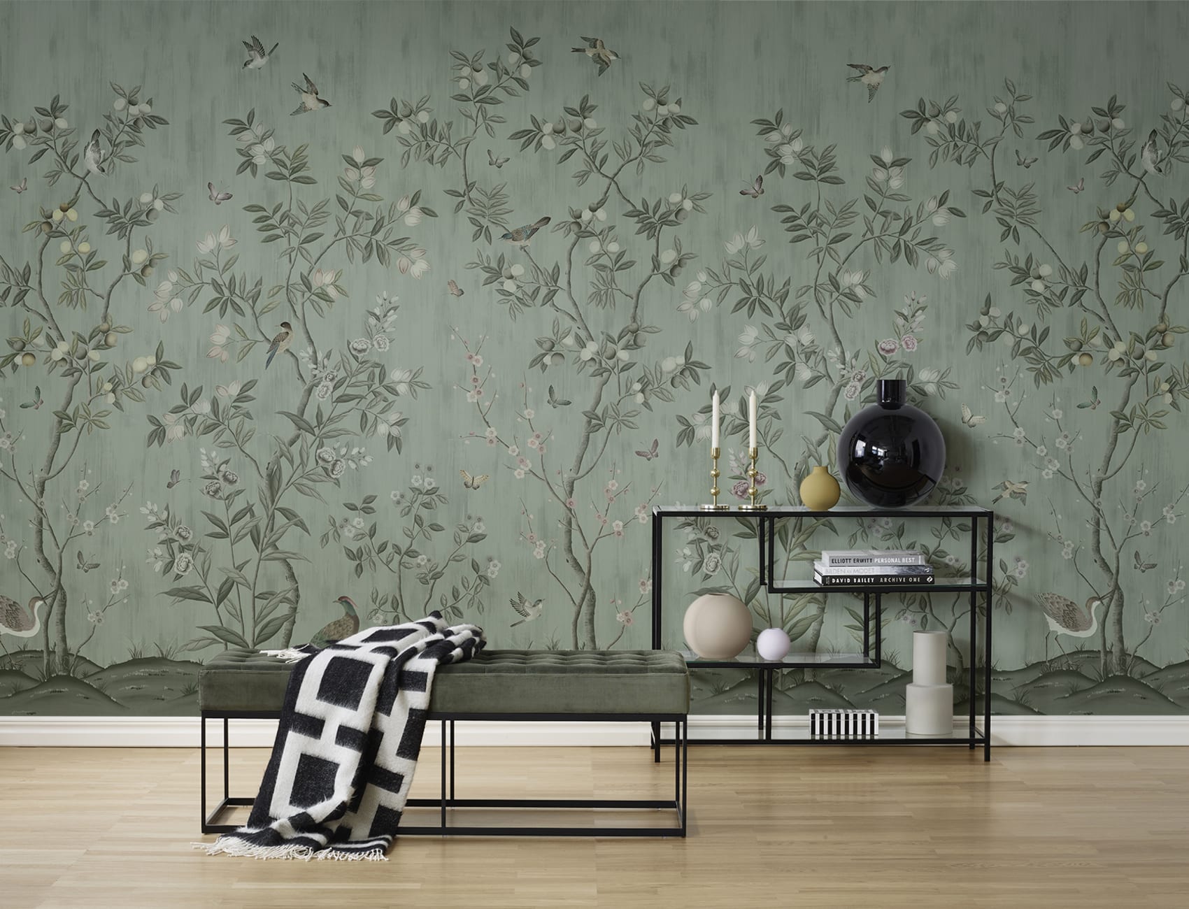 Exotic birds and swirling butterflies