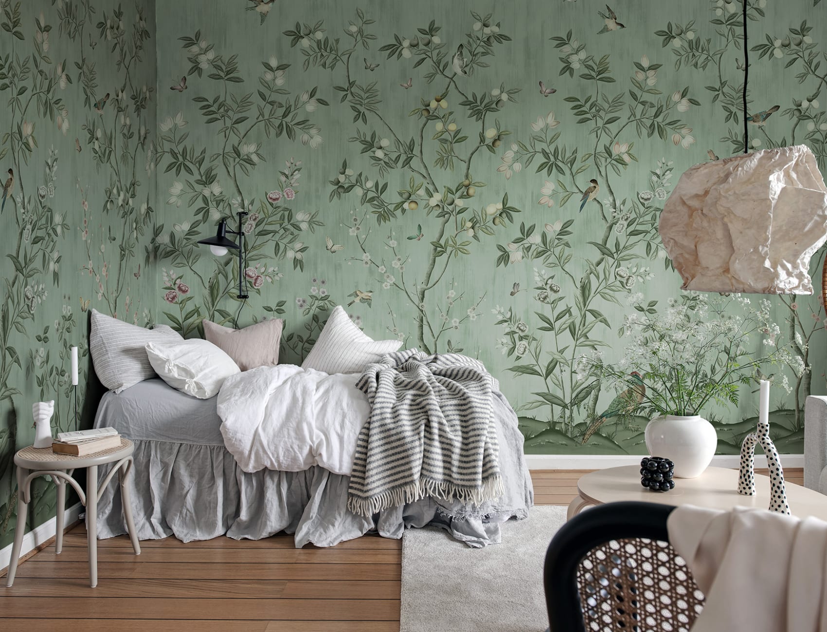 Exotic birds and swirling butterflies