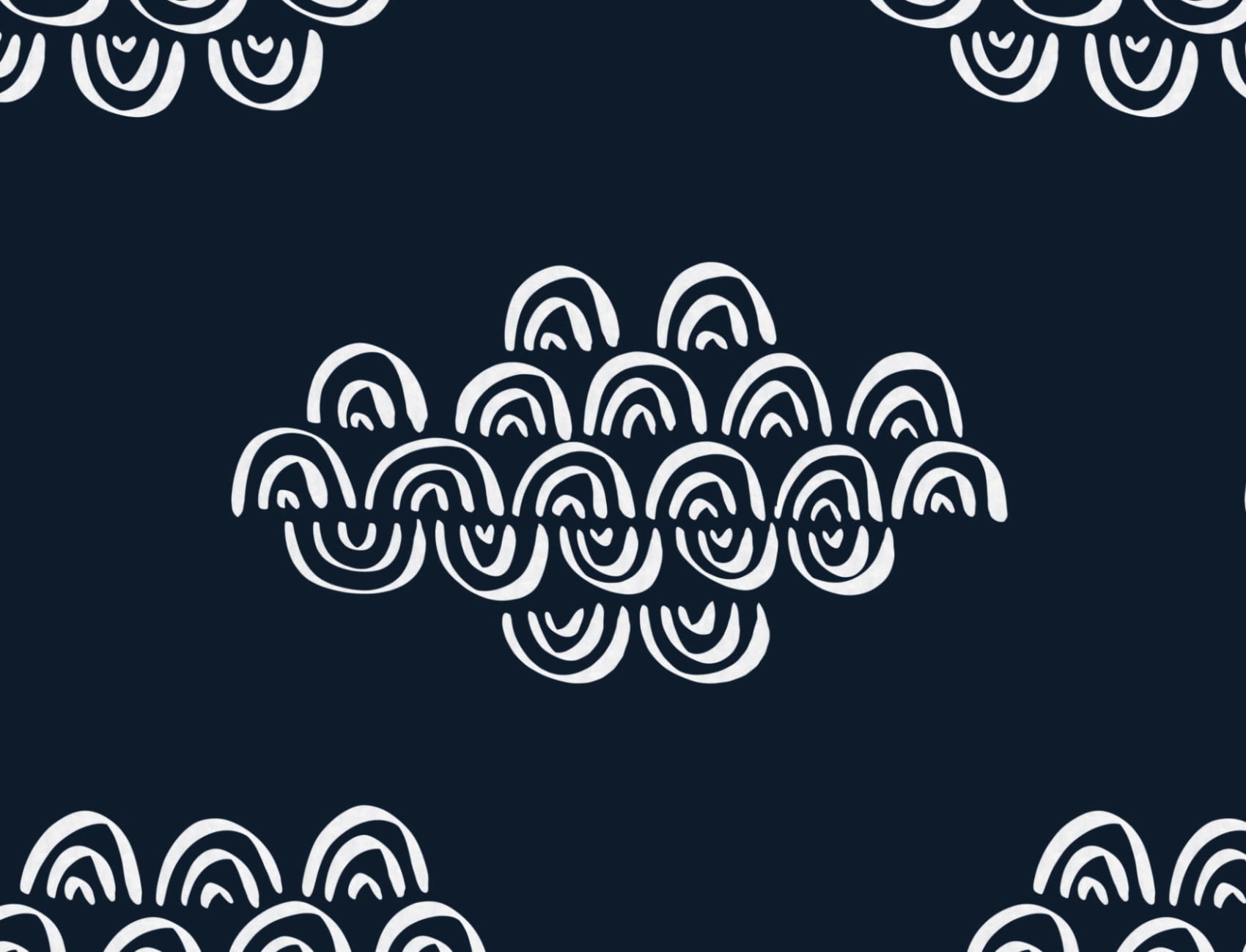 Navy Blue Japanese Clouds Repeat Pattern Wallpaper