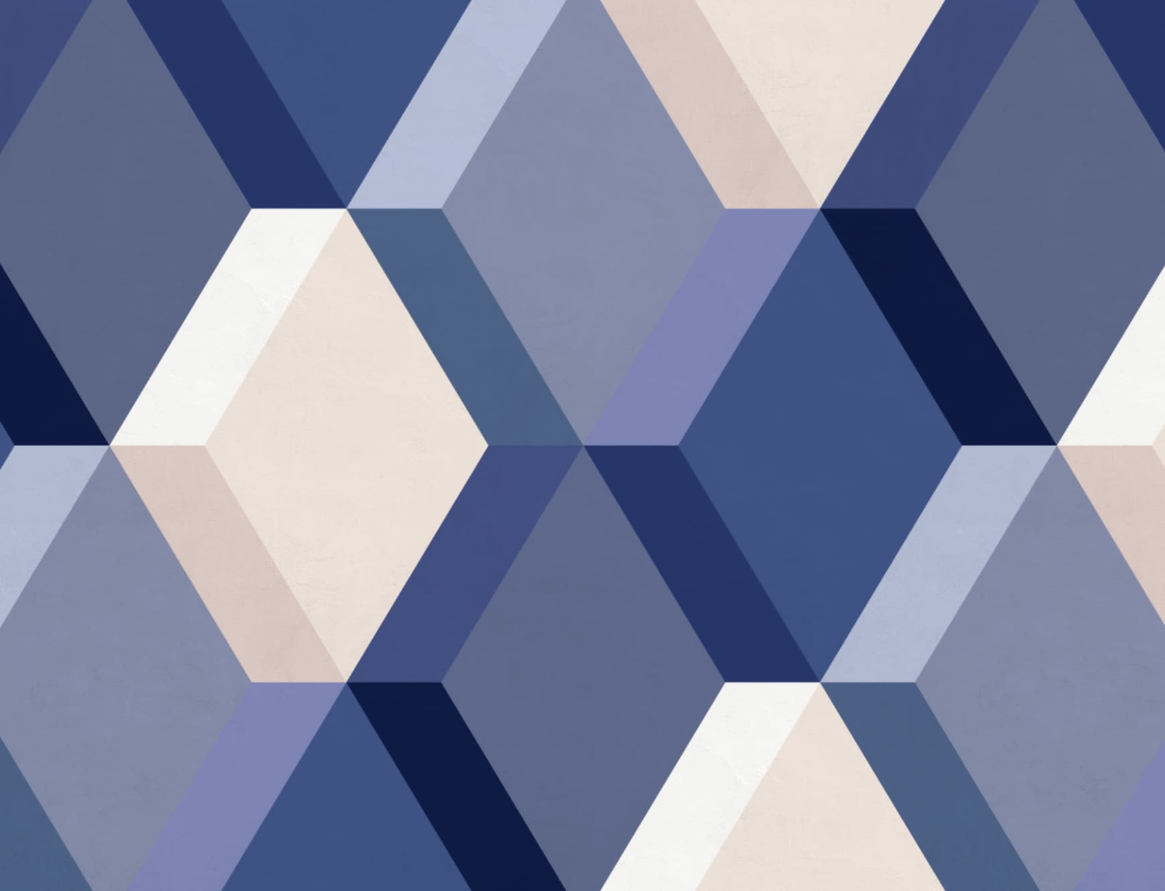Blå 3D Illusion Tile Effect Upprepa mönster tapet