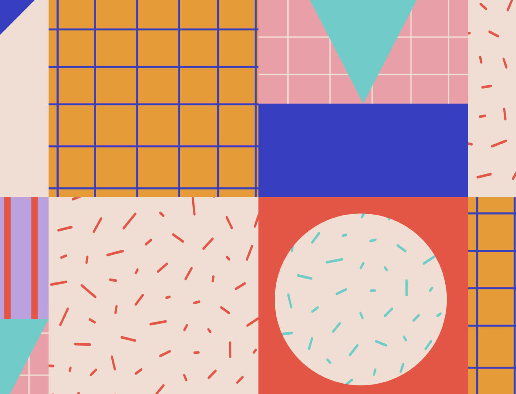 Memphis Colorful Geometric Repeat Pattern Wallpaper