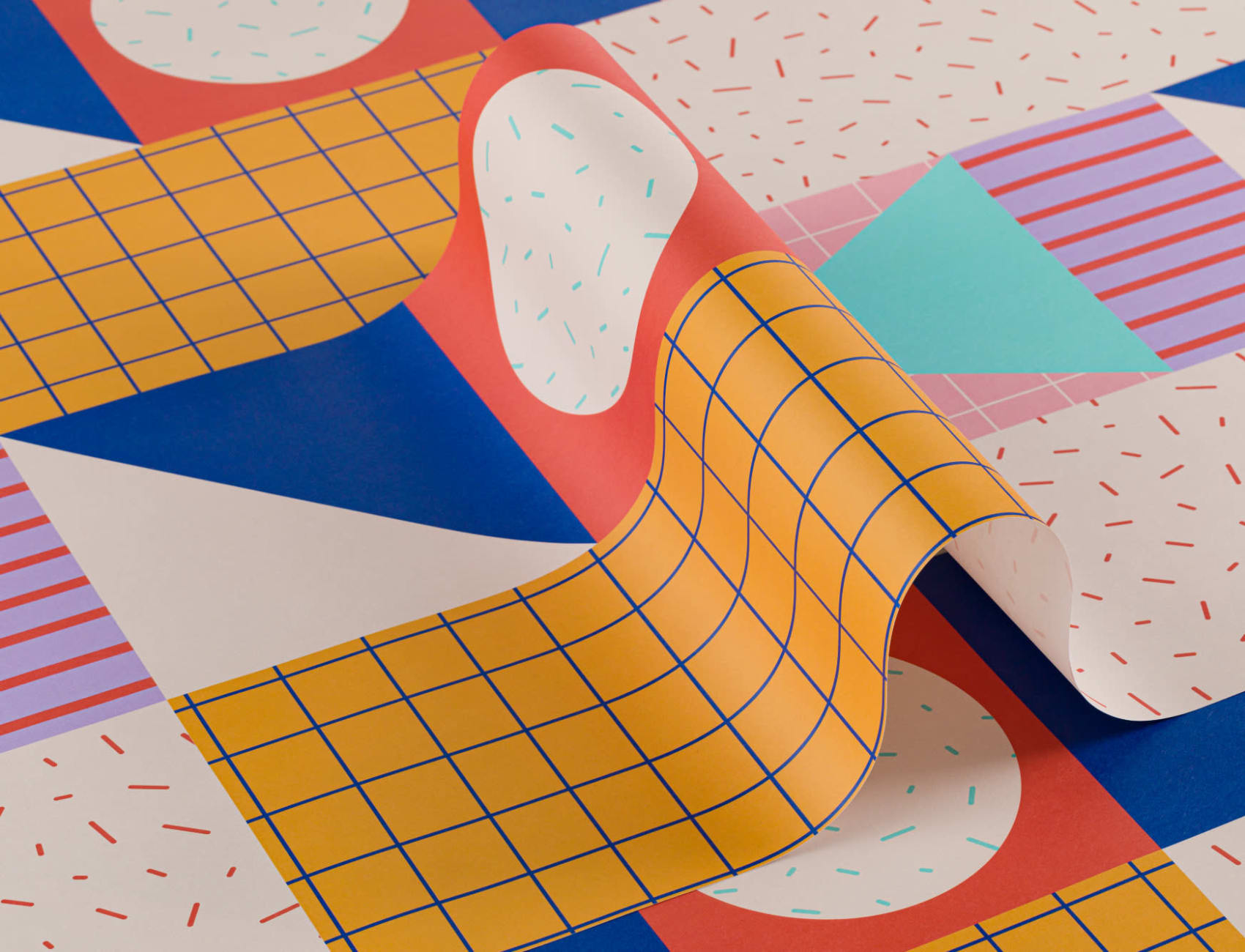 Memphis Colorful Geometric Repeat Pattern Wallpaper