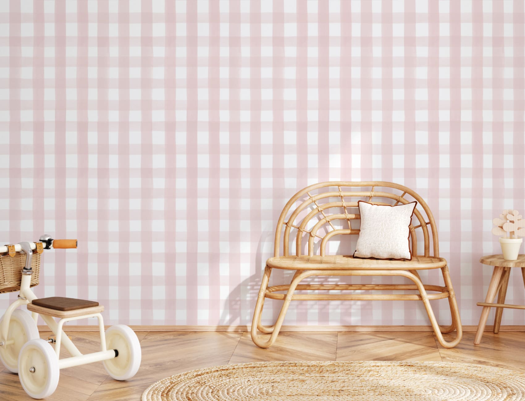 Vaaleanpunainen Gingham tapetti