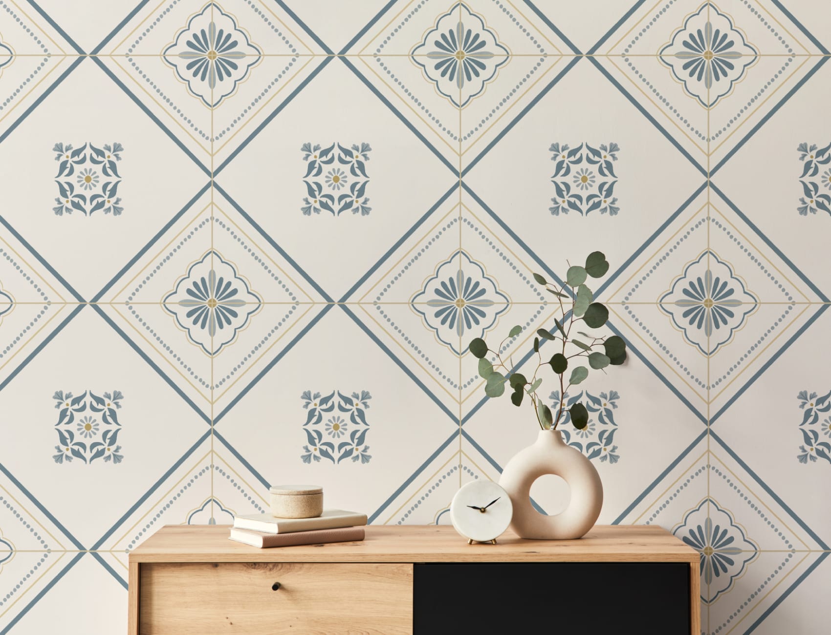 Blue Geometric Tile Classic Wall Mural