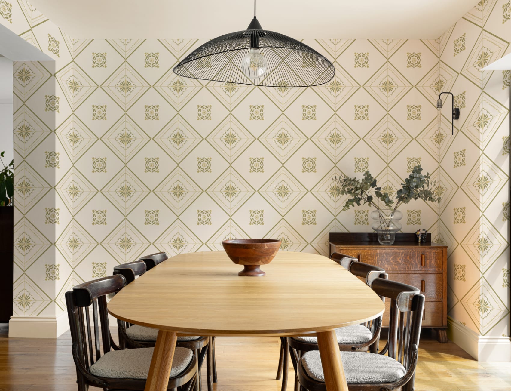 Grønt geometrisk flisemønster fototapet