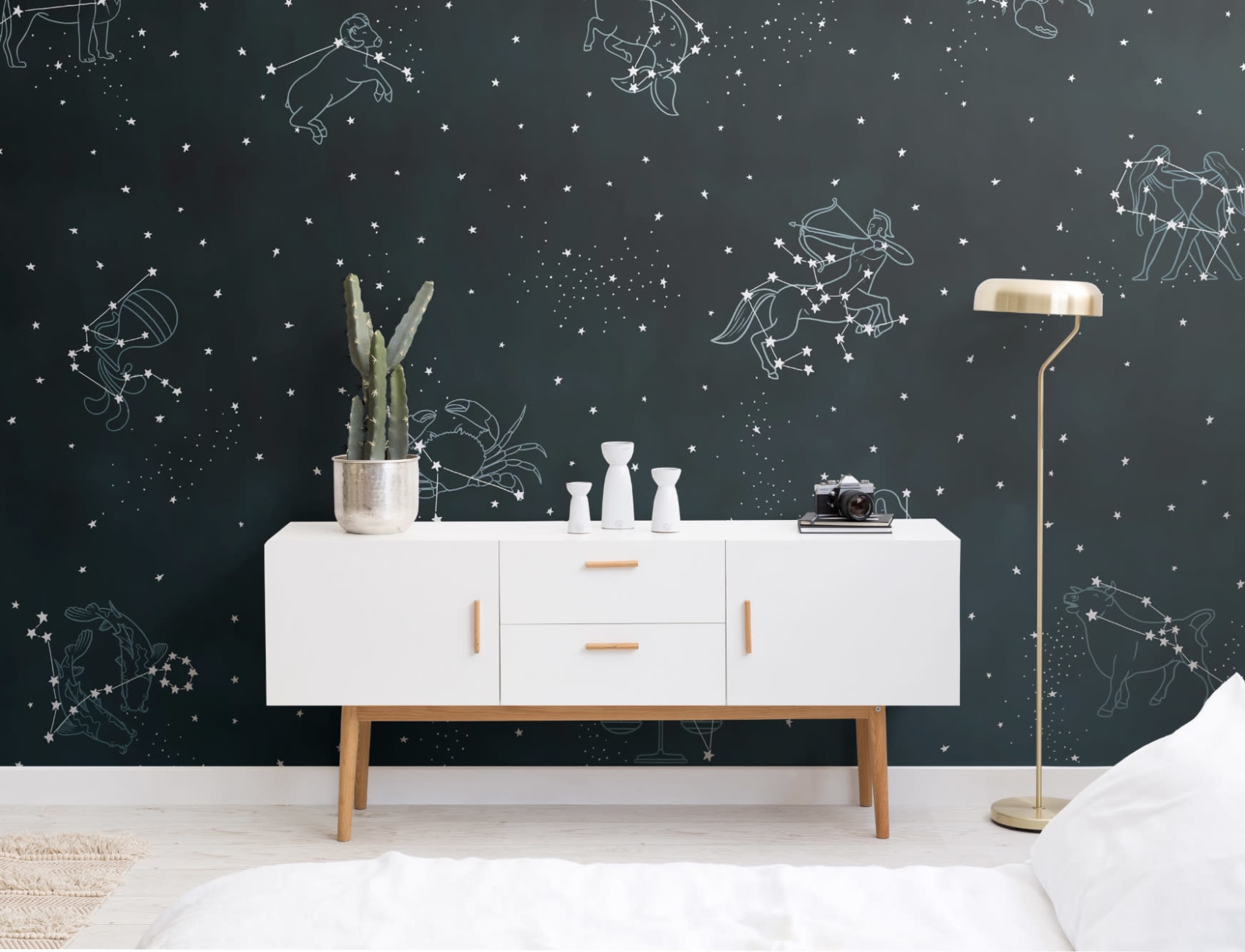 Papier Peint Panoramique Constellation et Signes du Zodiaque