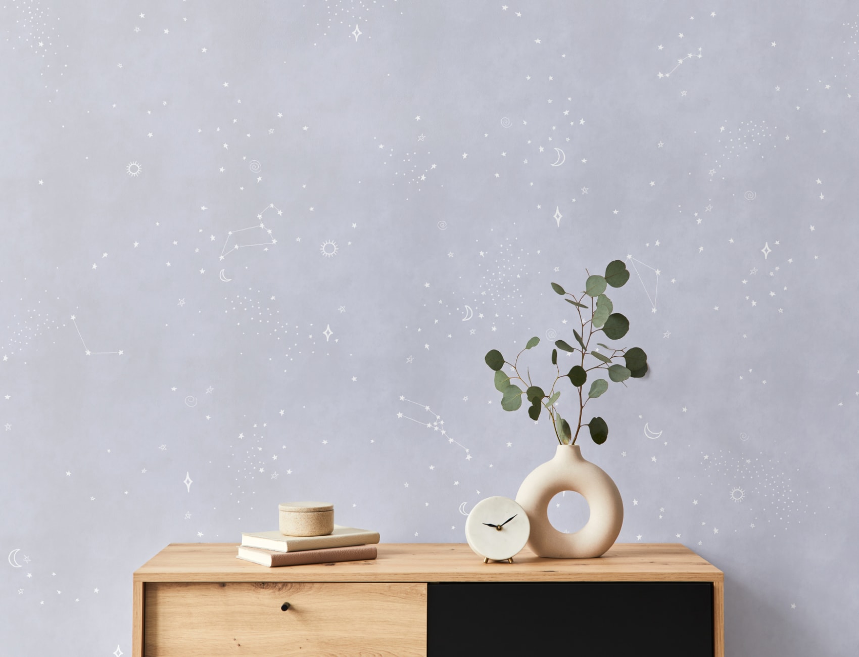 Lilac & White Zodiac Constellation Wallpaper Mural