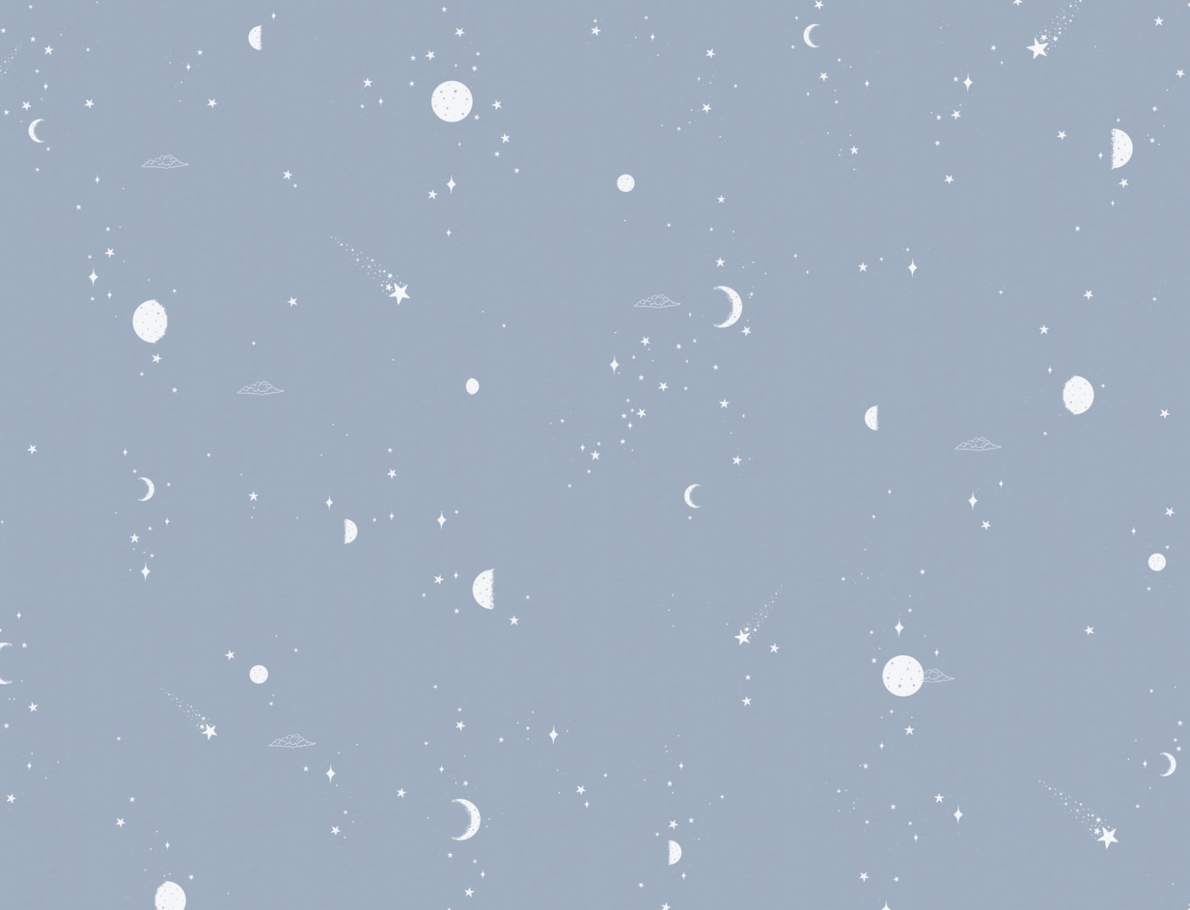 Papier peint panoramique lune et étoiles bleu et blanc