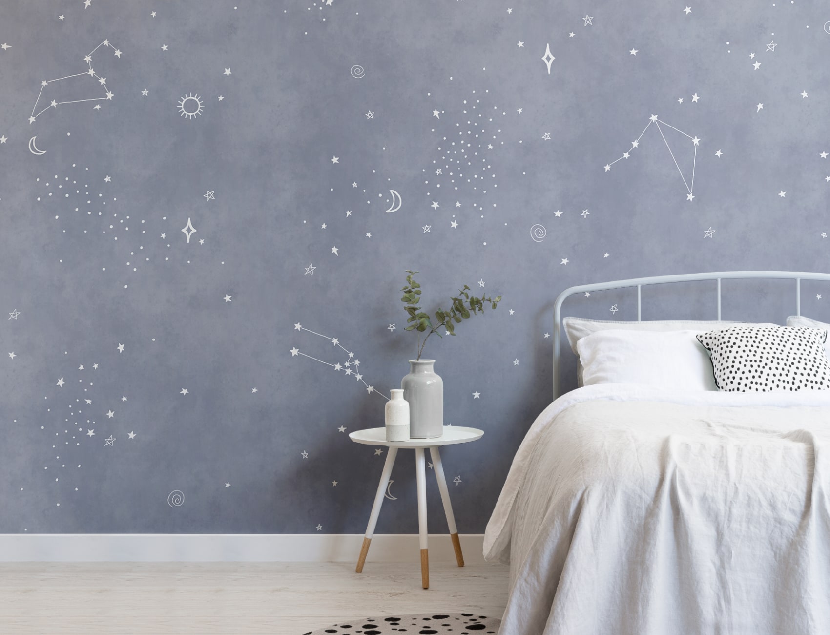 Navy & White Zodiac Constellation Mural