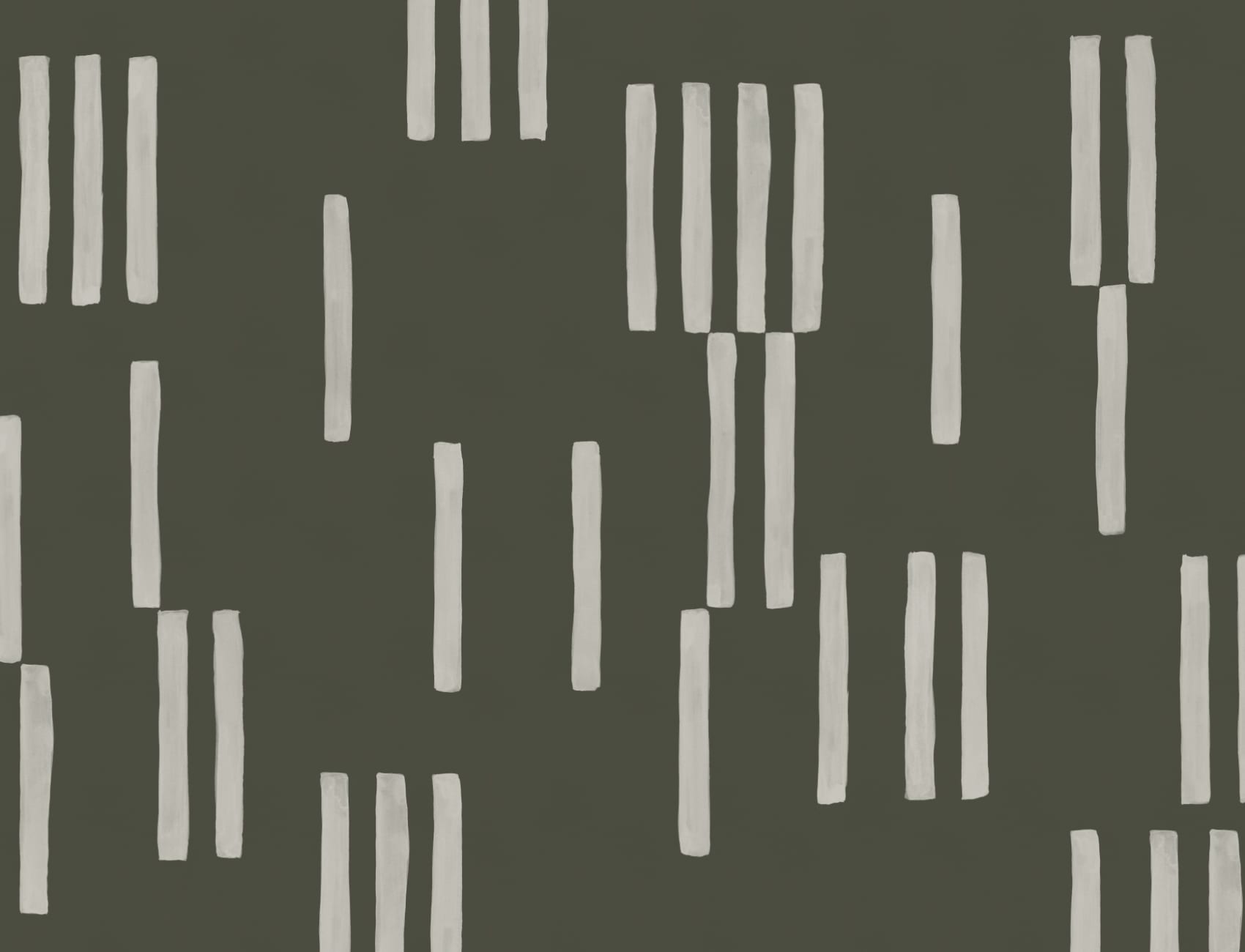 Hand Painted Line Geometric Mural in Moss Green