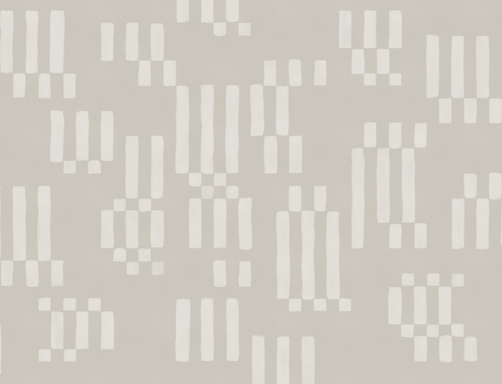 Hand Painted Block Geometric Mural in Beige