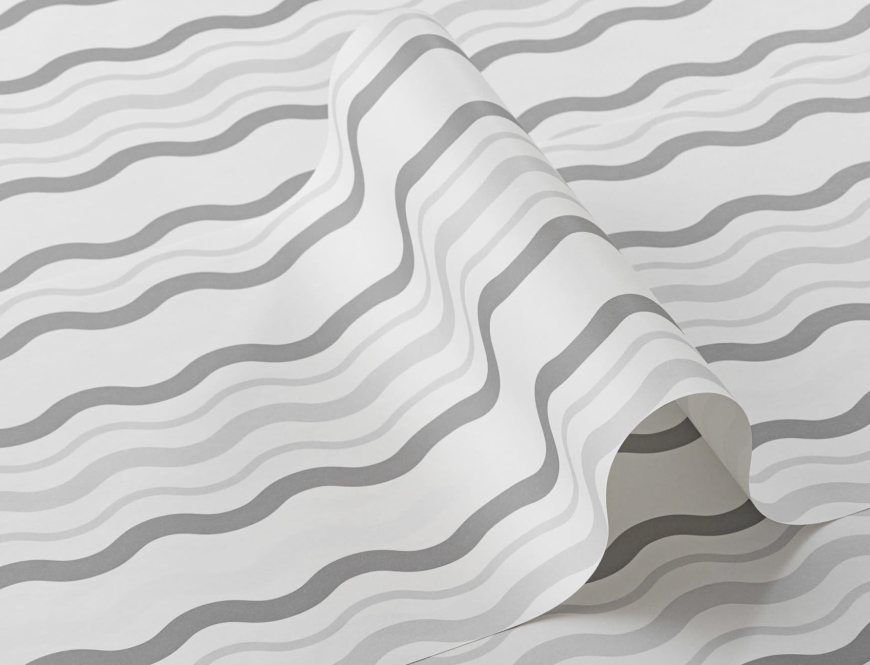 Grey Ric Rac Striped Repeat Pattern Wallpaper