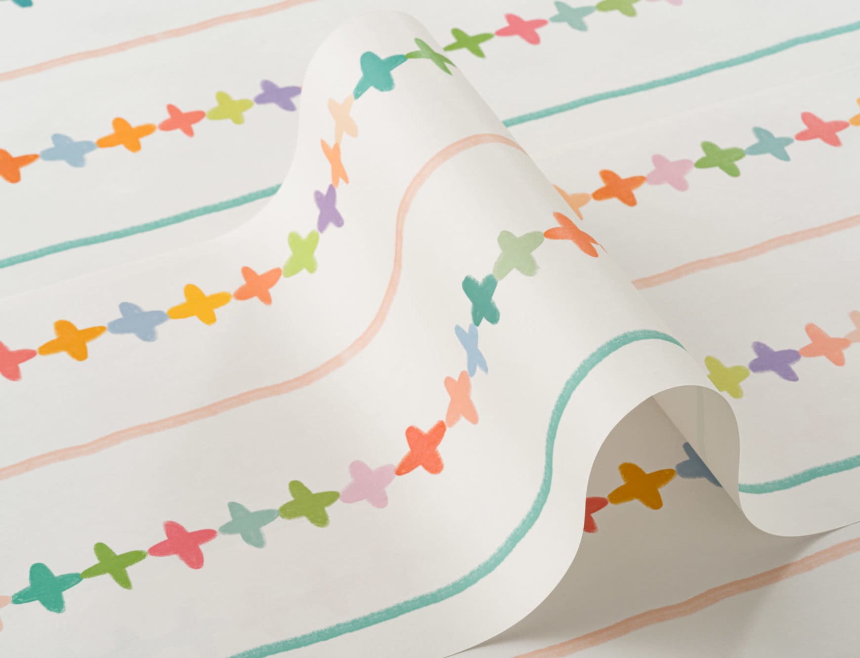 Papier Peint Rayures Multicolores en Croisé