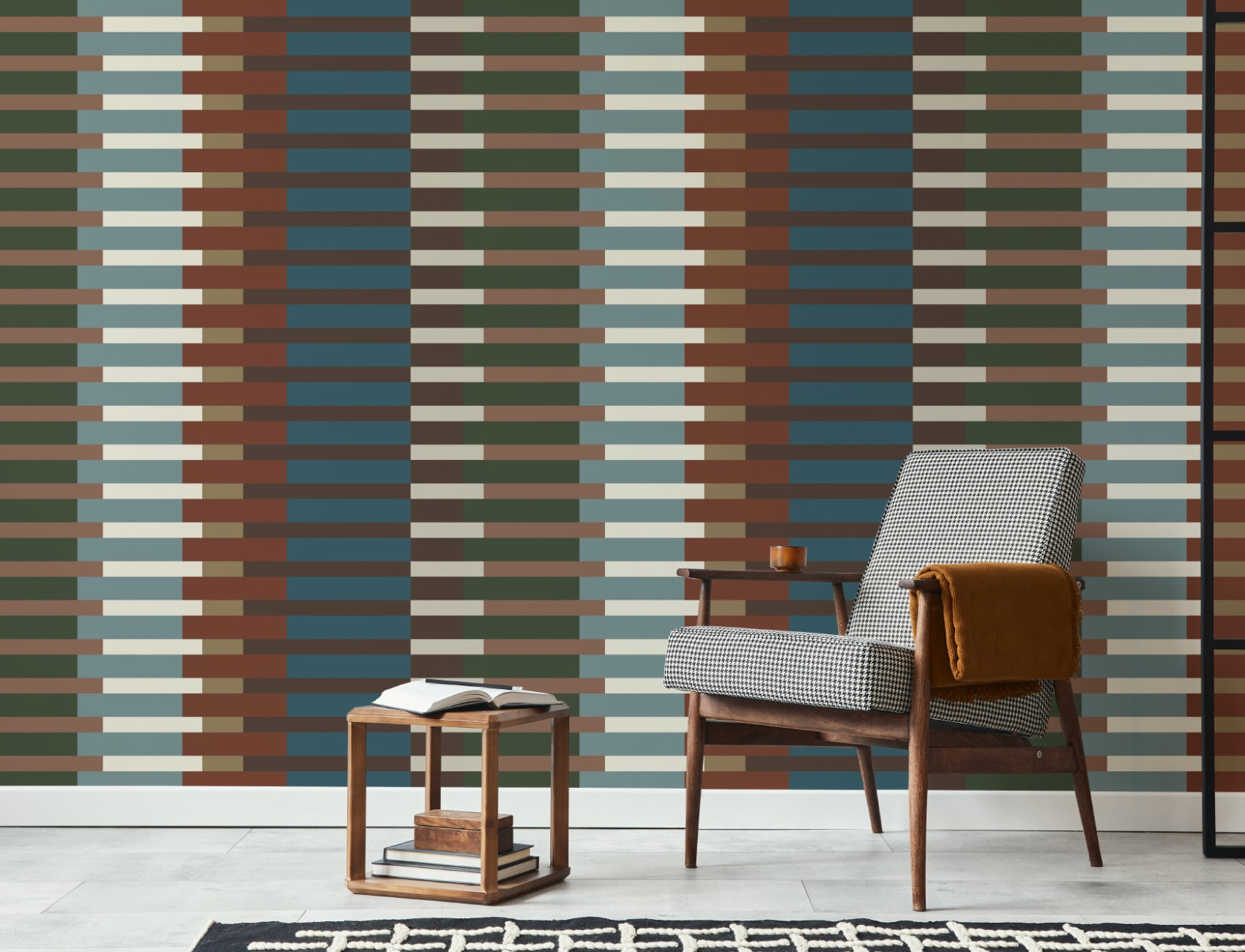 Multicolor Striped Retro Mid-Century Modern Mural