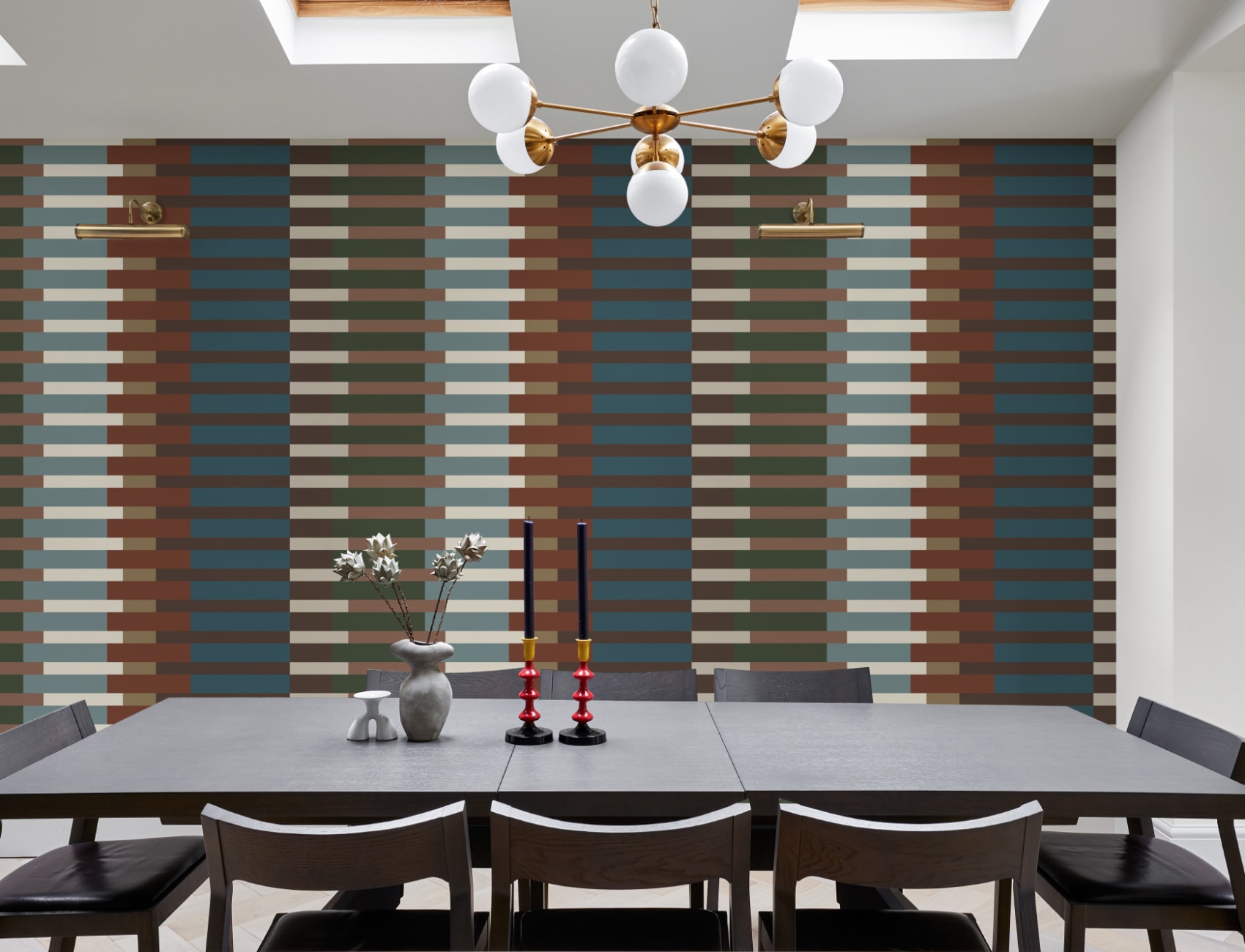 Multicolor Striped Retro Mid-Century Modern Mural