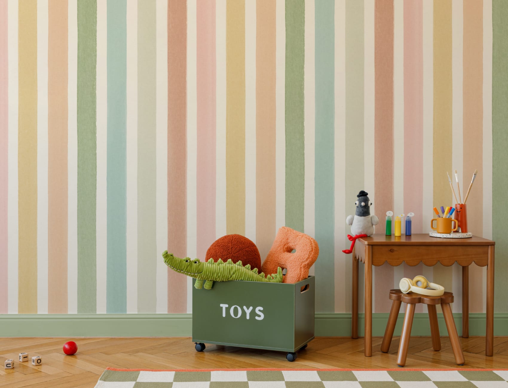 Multicolor Pastel Striped Kids' Pattern Wallpaper Mural