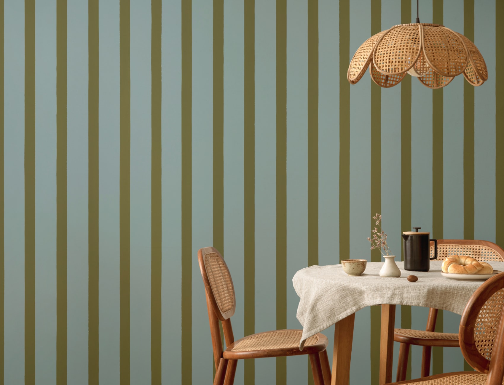 Blå och grön randig minimalistiskt mönster mural-tapeter