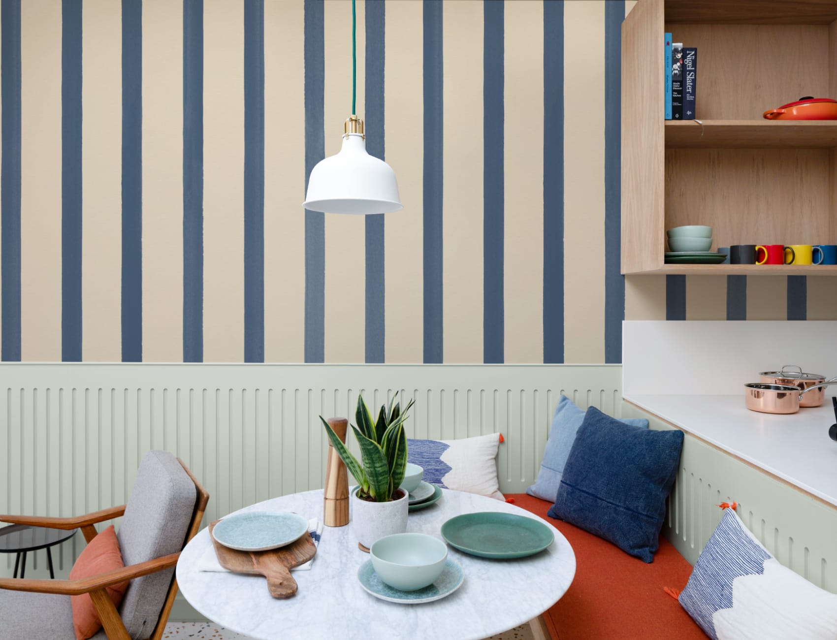 Elegant Blue Striped Pattern Wall Mural
