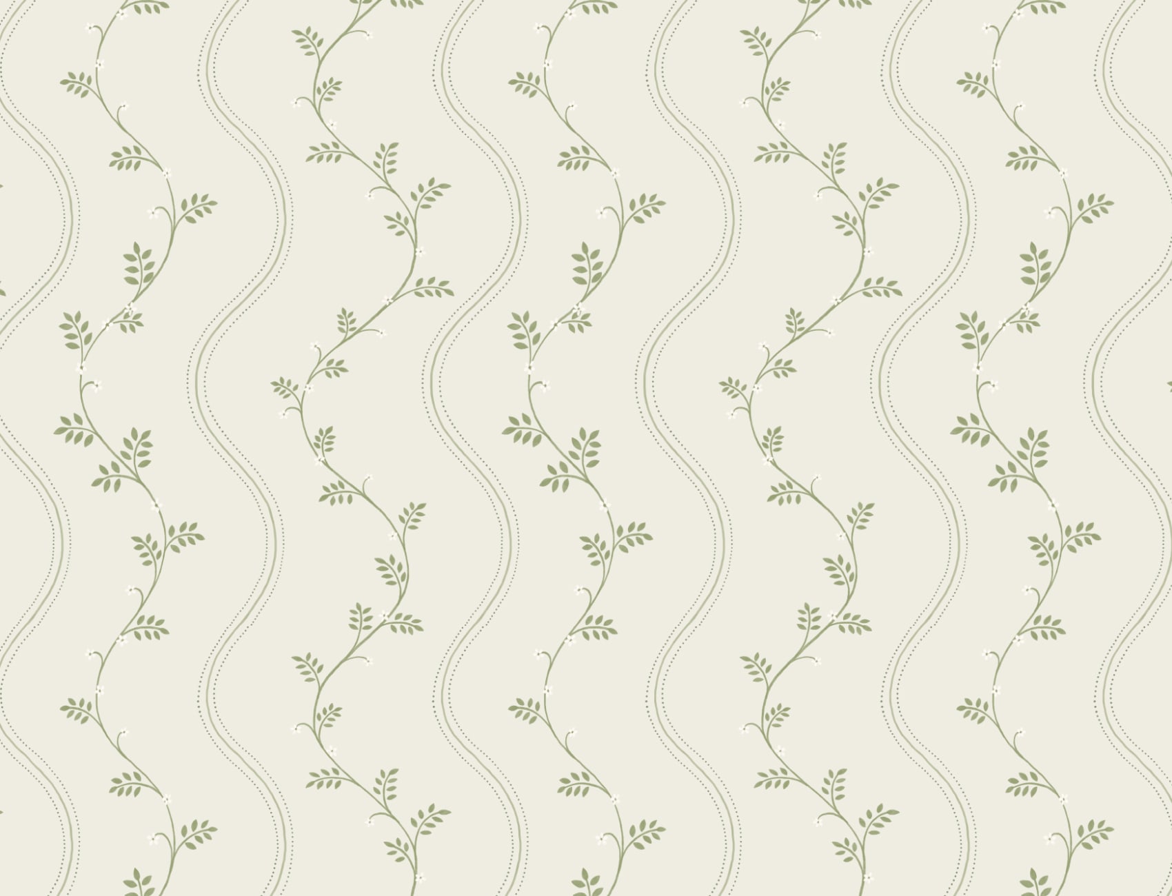 Green Botanical Striped Vintage Style Wallpaper Mural