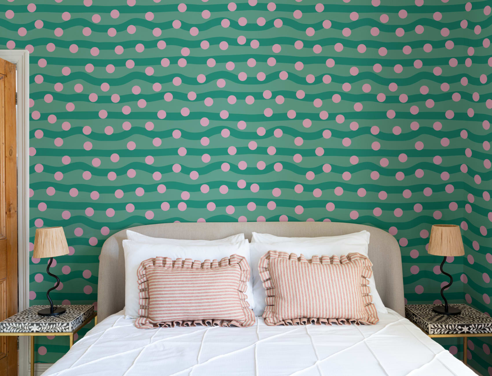 Elizabeth Olwen Polka Pop Dark Green Mural