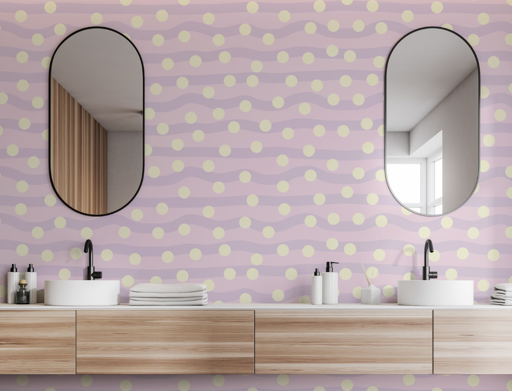 Elizabeth Olwen Polka Pop Lilas Papier peint panoramique