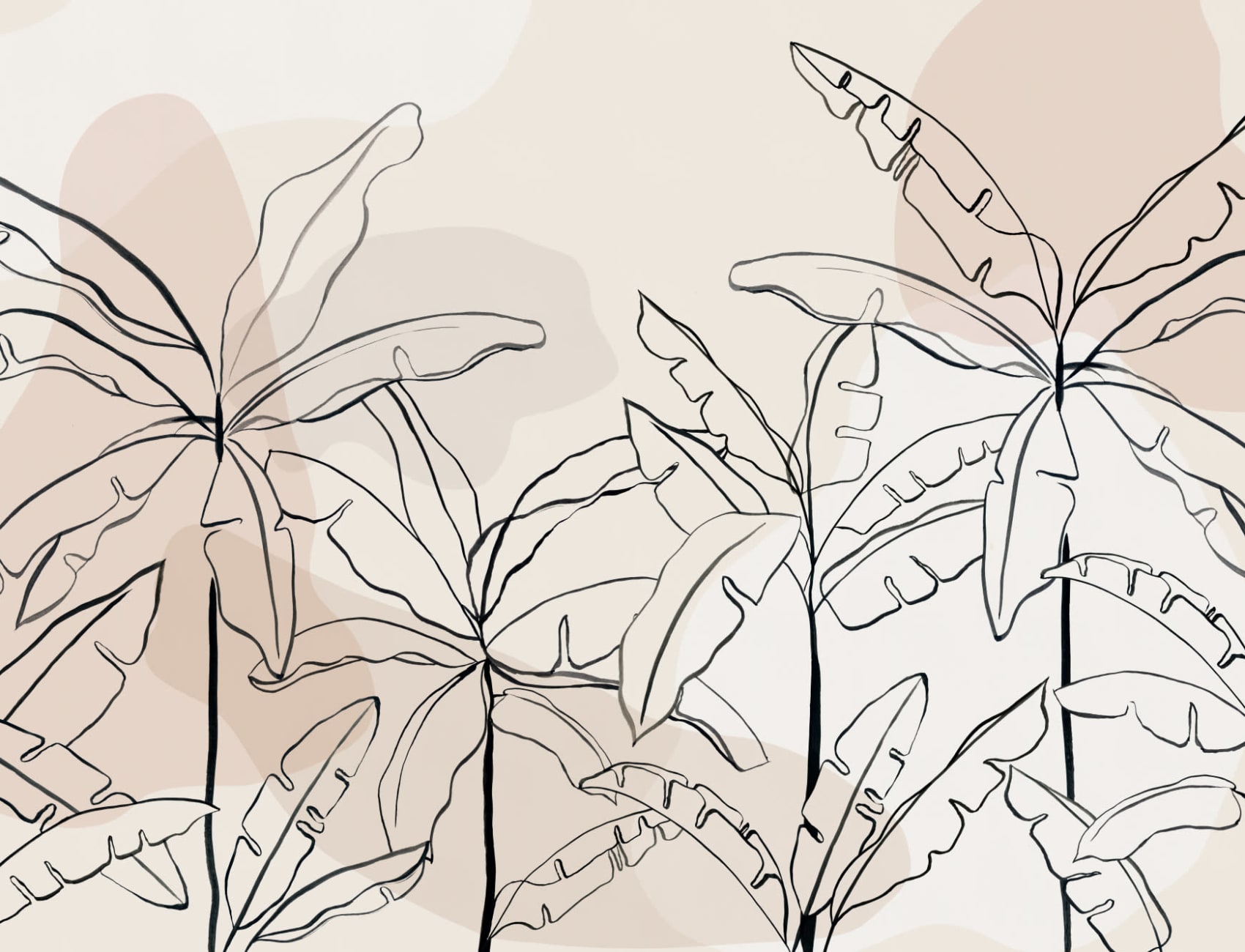 Neutral Pink Inky Tropical Wallpaper Mural