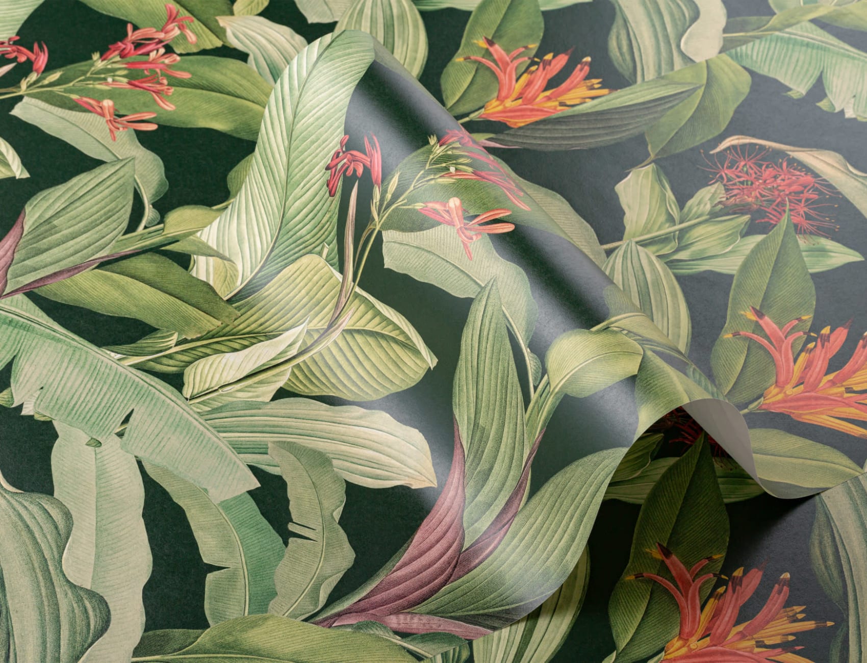 Green Chic Vintage Tropical Repeat Pattern Wallpaper