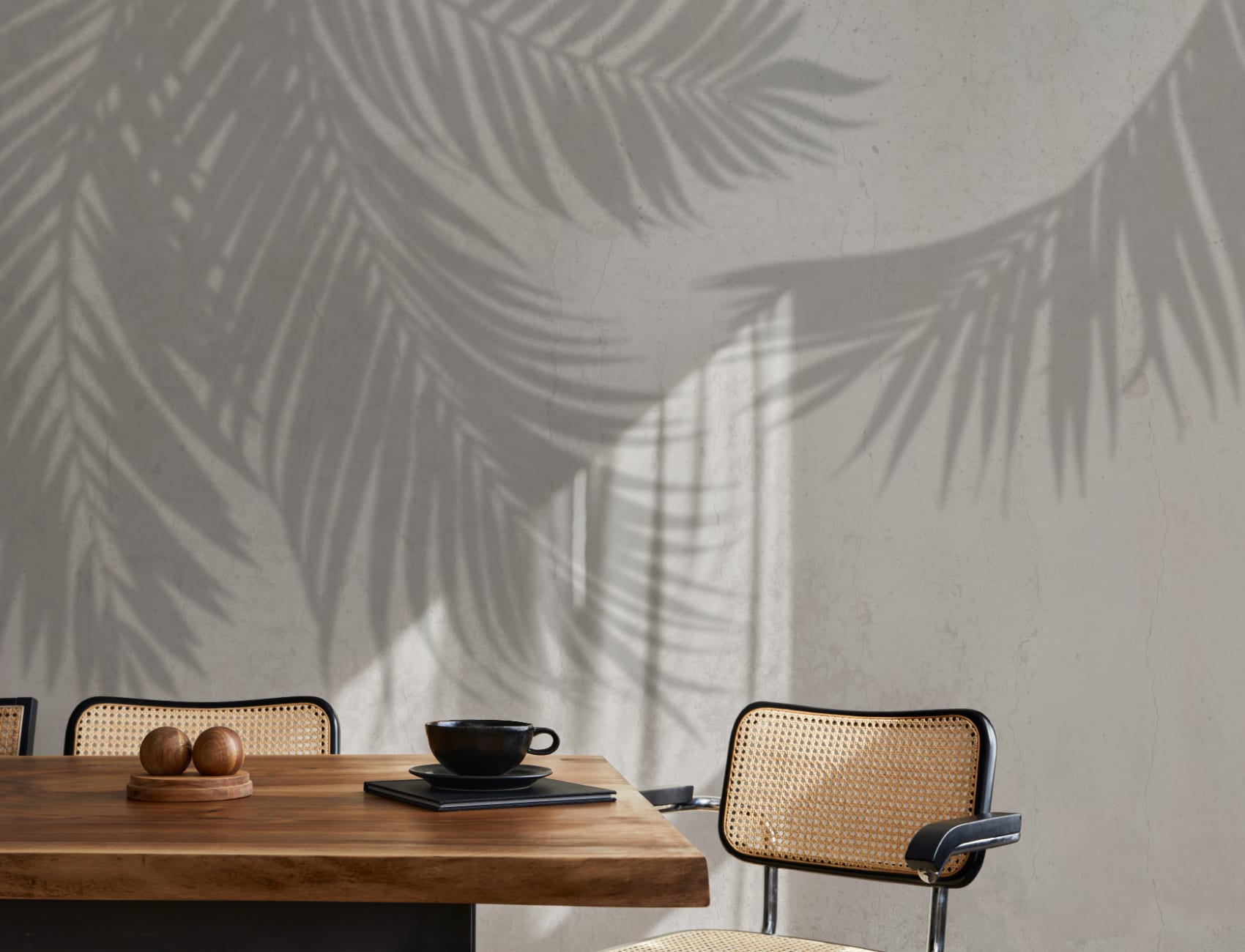 Gray Palm Leaf Shadow Betongeffekt fototapet
