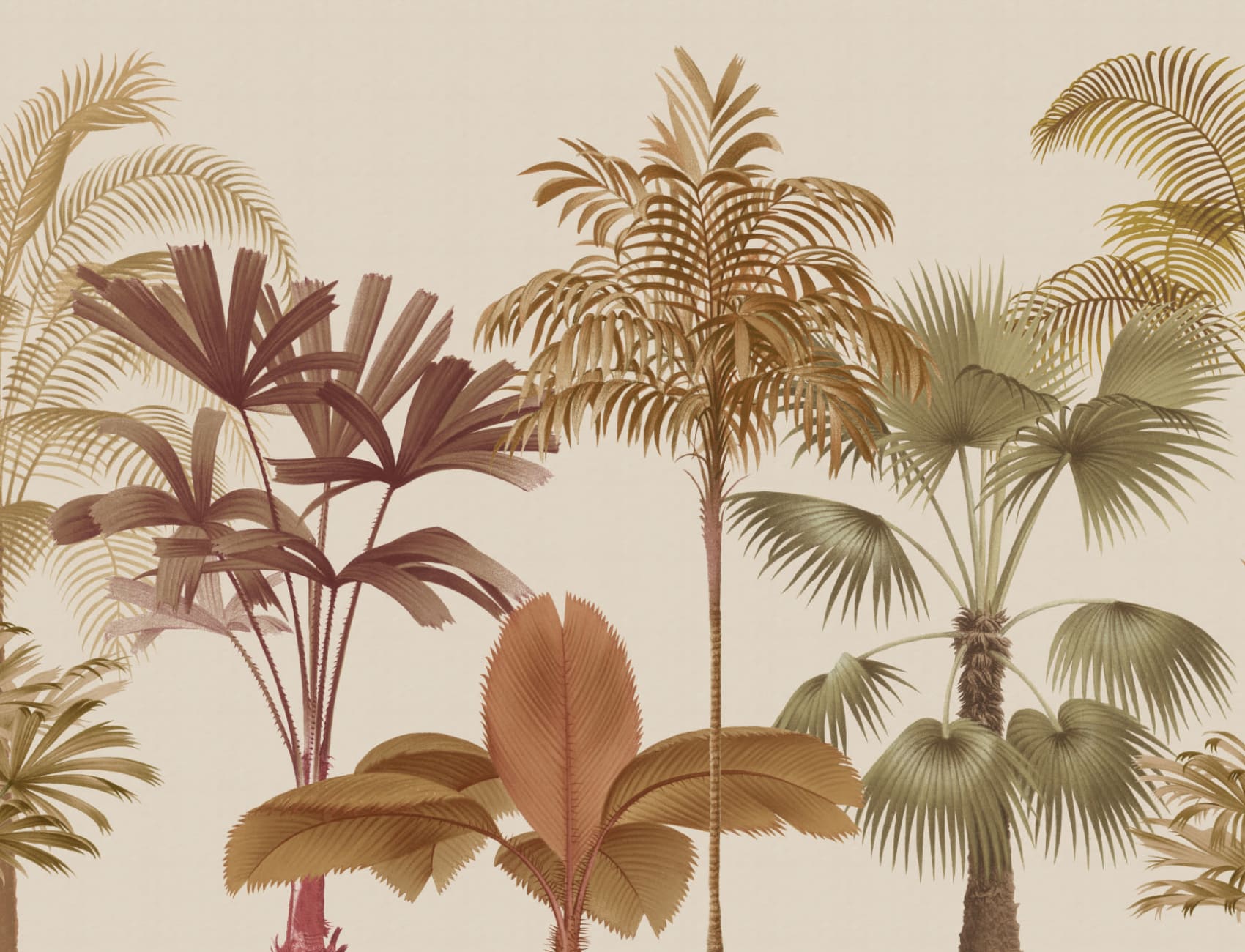 Warm Neutrals Tropical Palm Tree Wallpaper Mural
